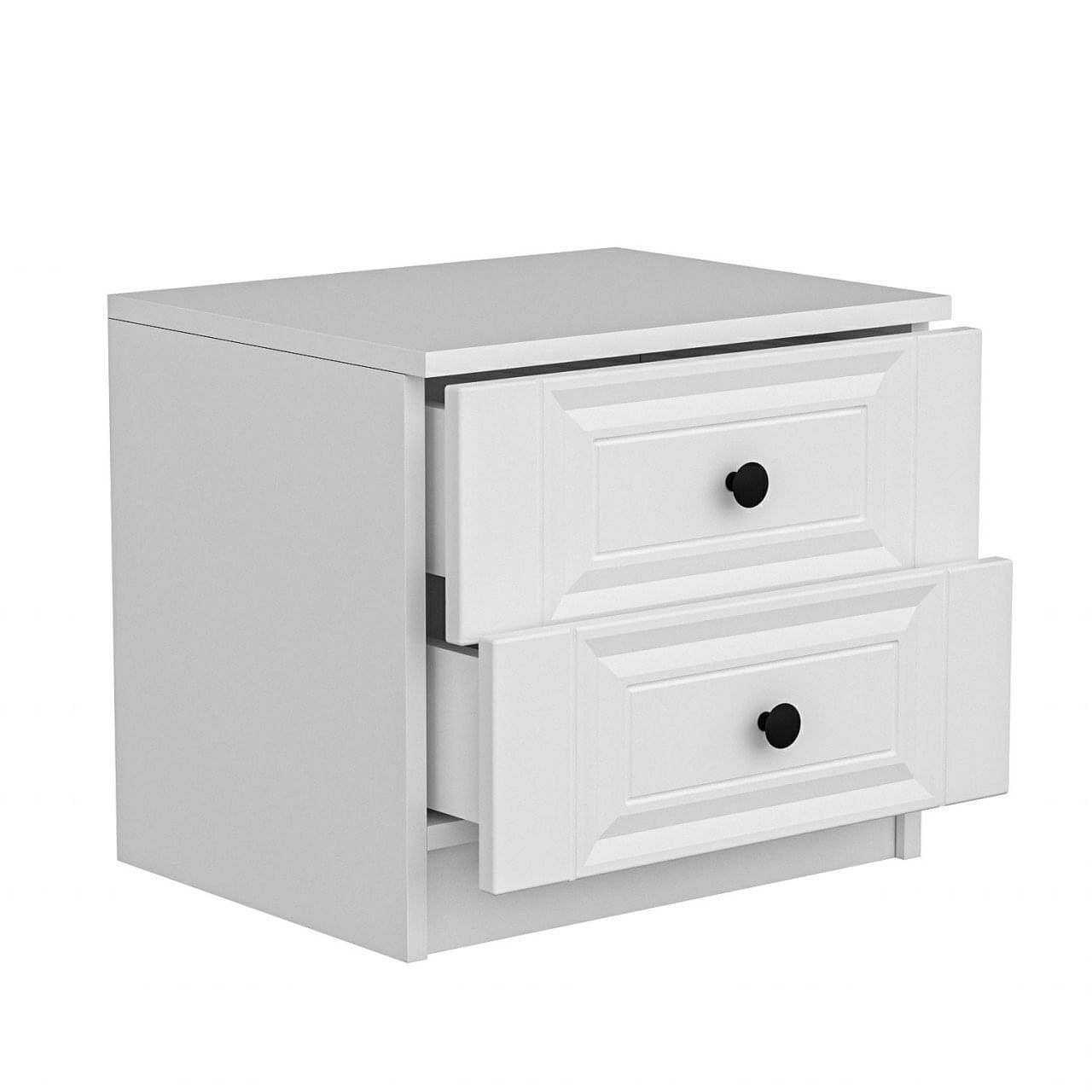 Noptiera, Hanah Home, panou de particule acoperit cu melamina, alb, 54x47x40 cm — imaginea 3