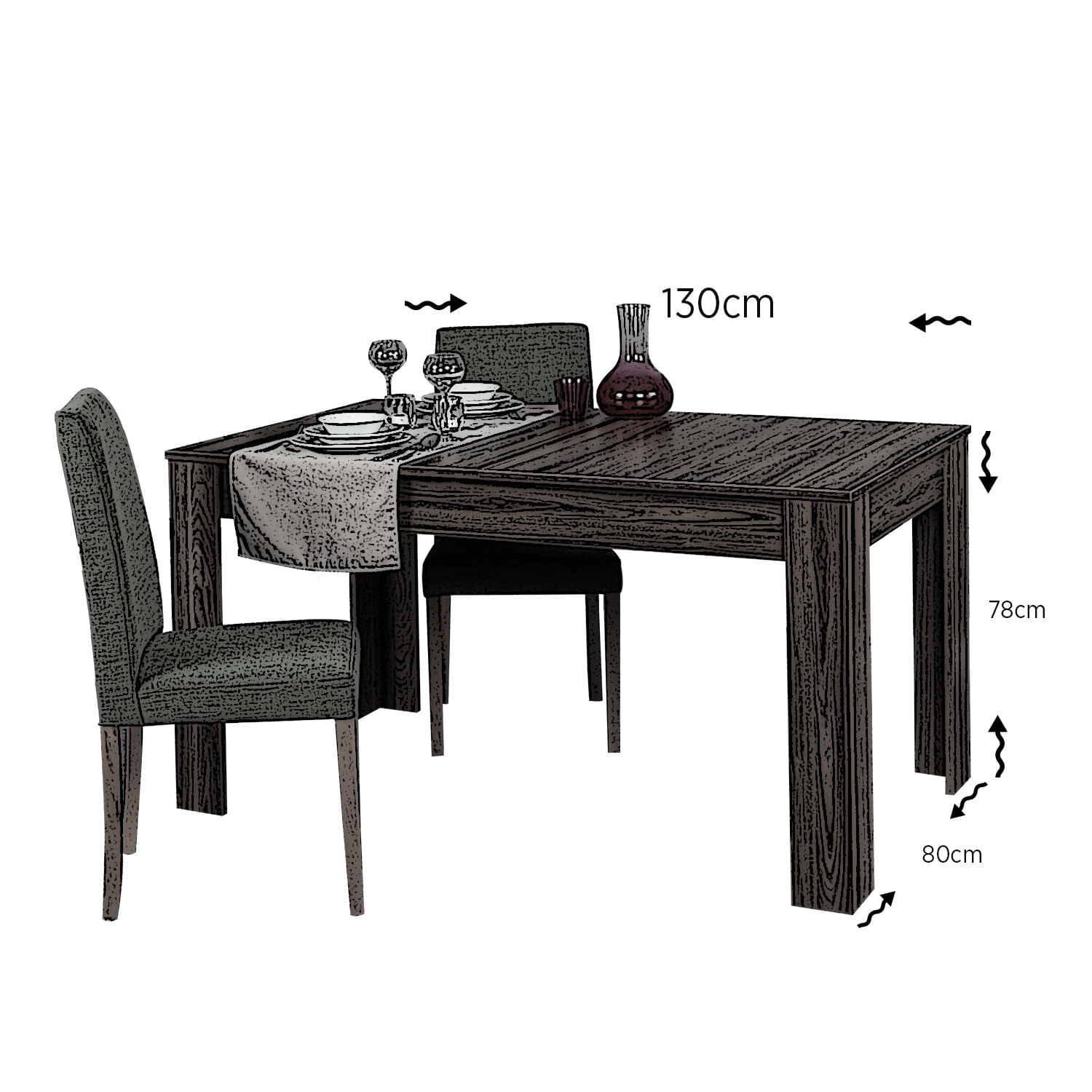 Masa extensibila, Hanah Home, pal melaminat, nuc, 130x80x78 cm — imaginea 6