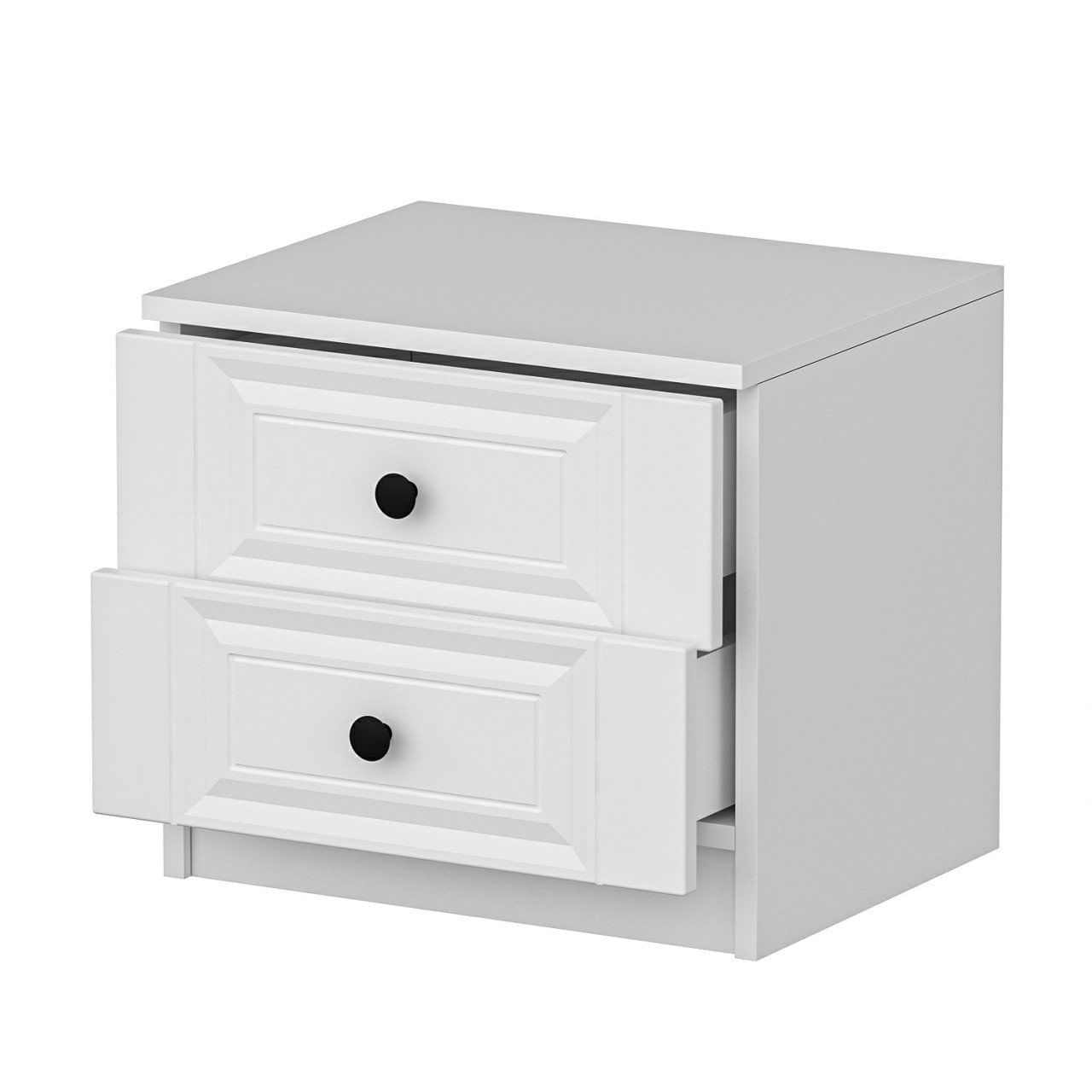 Noptiera, Hanah Home, panou de particule acoperit cu melamina, alb, 54x47x40 cm — imaginea 6