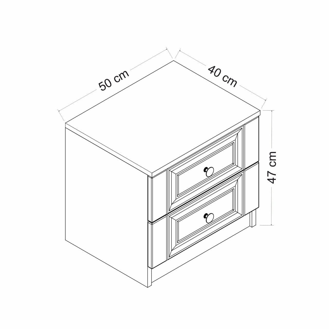 Noptiera, Hanah Home, panou de particule acoperit cu melamina, alb, 54x47x40 cm — imaginea 7