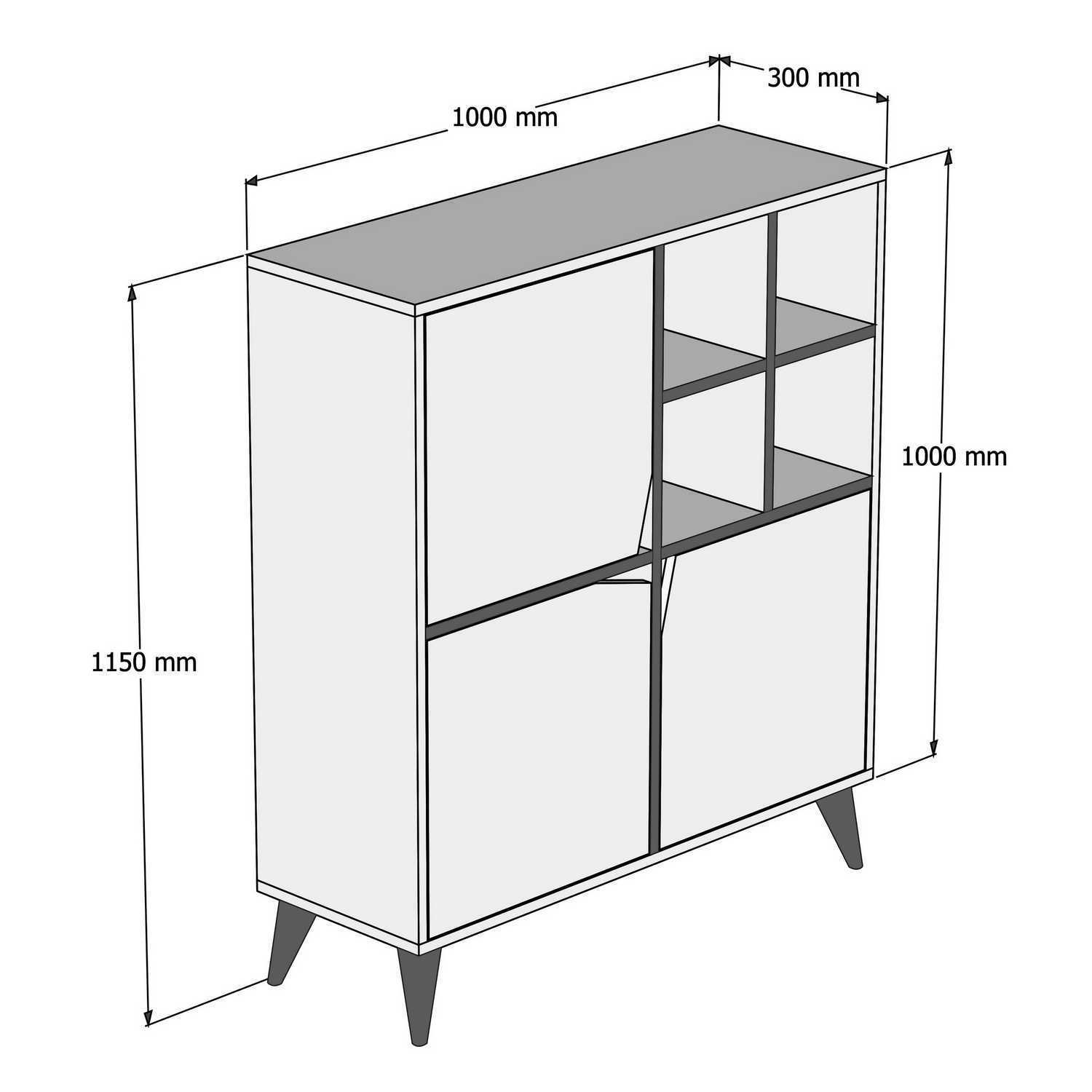 Dulap multifunctional, Hanah Home, panou aglomerat melaminat, nuc si alb, 100x115x30 cm — imaginea 4