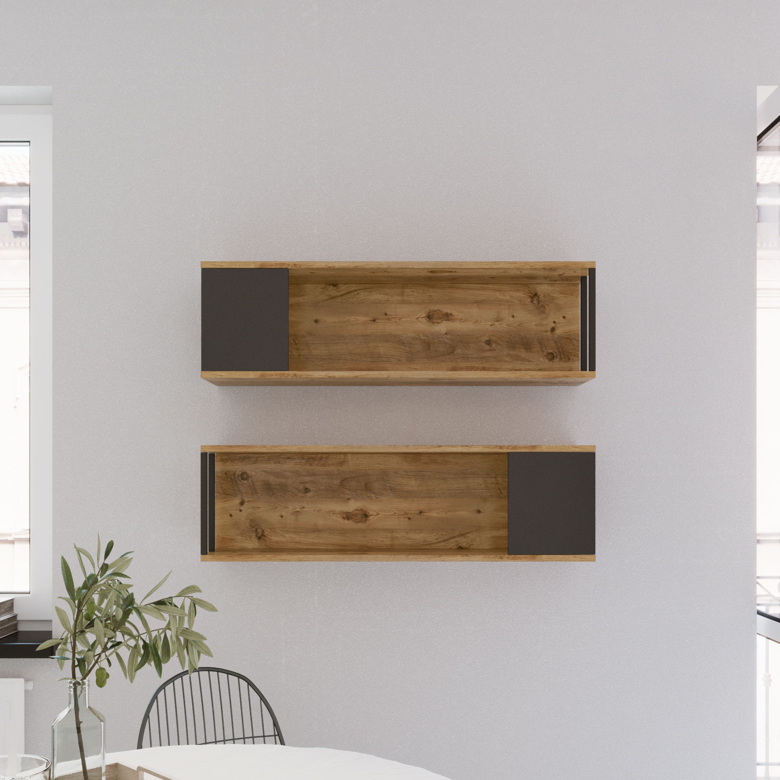 Raft de perete, Hanah Home, panou de particule melaminat, pin atlantic, 100x22x29.6 cm — imaginea 3