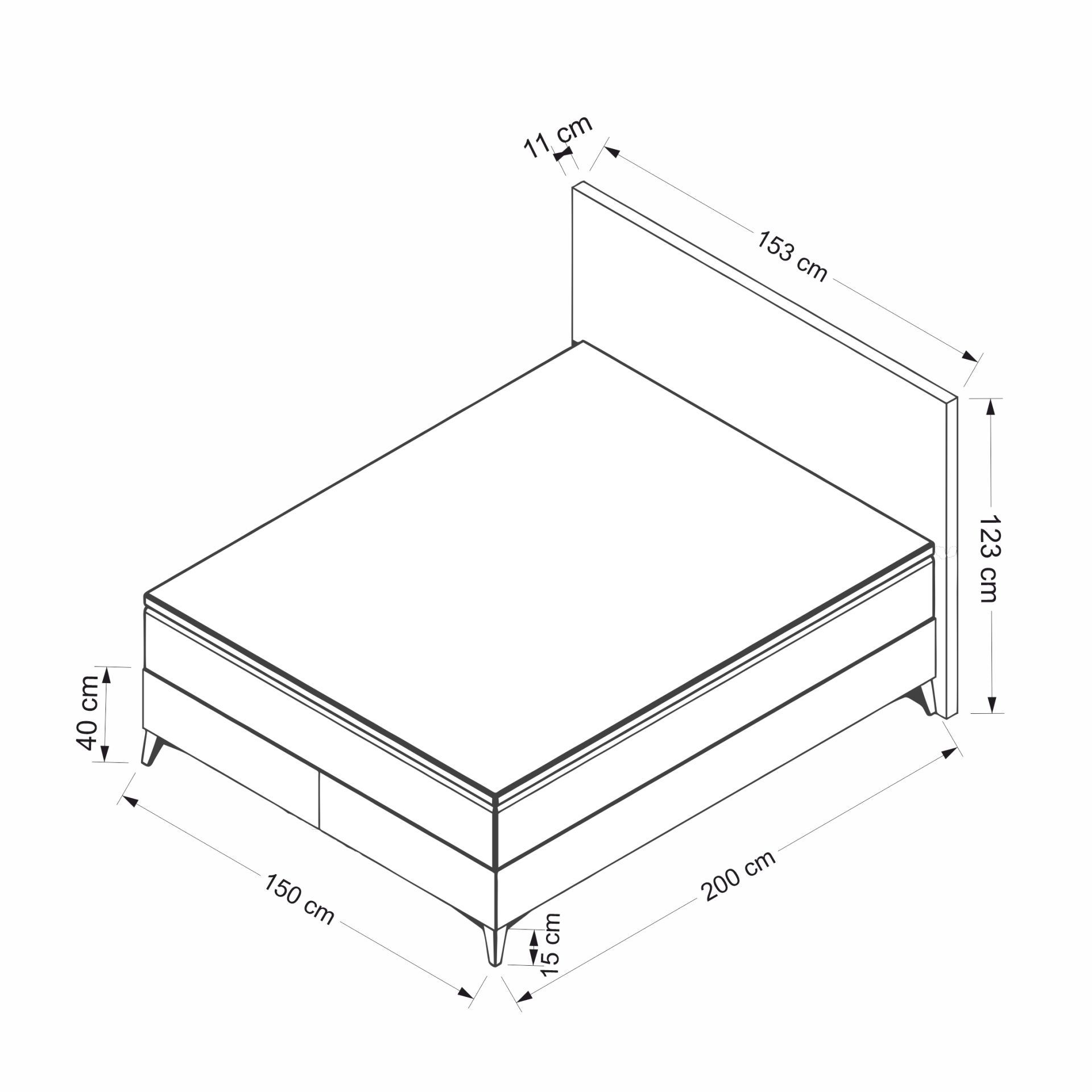 Somiera dubla cu tablie, Hanah Home, melamina, bej, 150x200 cm — imaginea 2