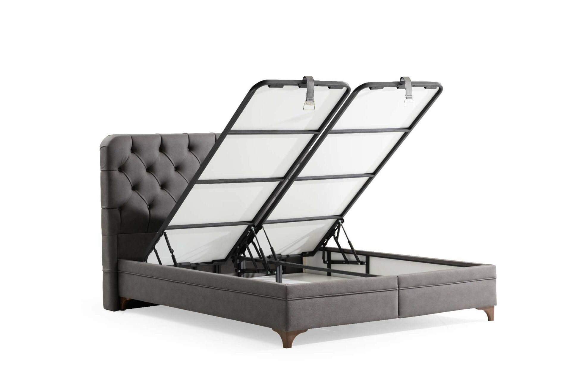 Somiera cu tablie, Hanah Home, placa aglomerata melaminata, gri, 180x200 cm — imaginea 2