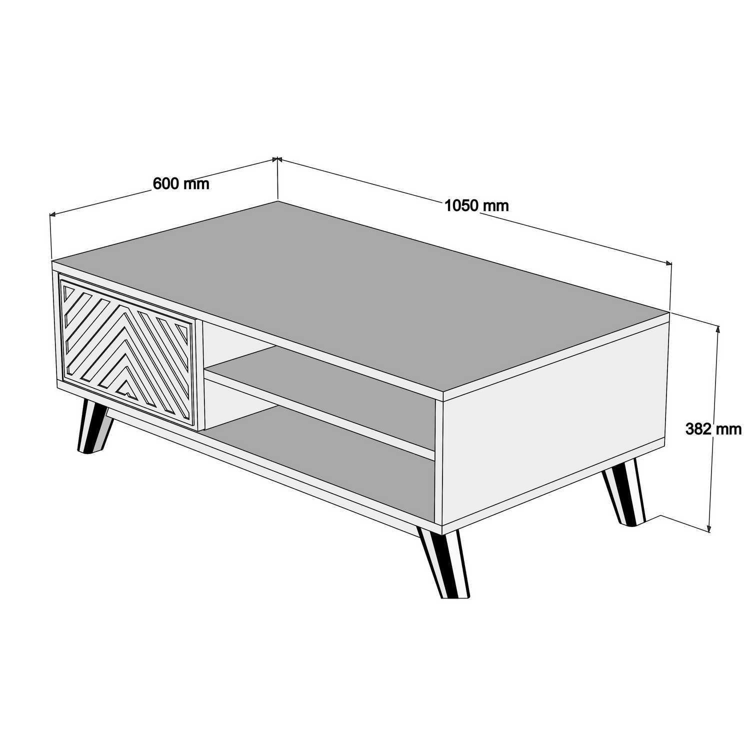 Masuta de cafea, Hanah Home, pal melaminat, nuc si galben, 105x60x38.2 cm, 845HCT2841 — imaginea 2