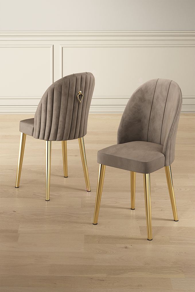 Set scaune, Hanah Home, metal, cappuccino si auriu, 45x42x91 cm, 4 piese, 240CHR1748 — imaginea 2