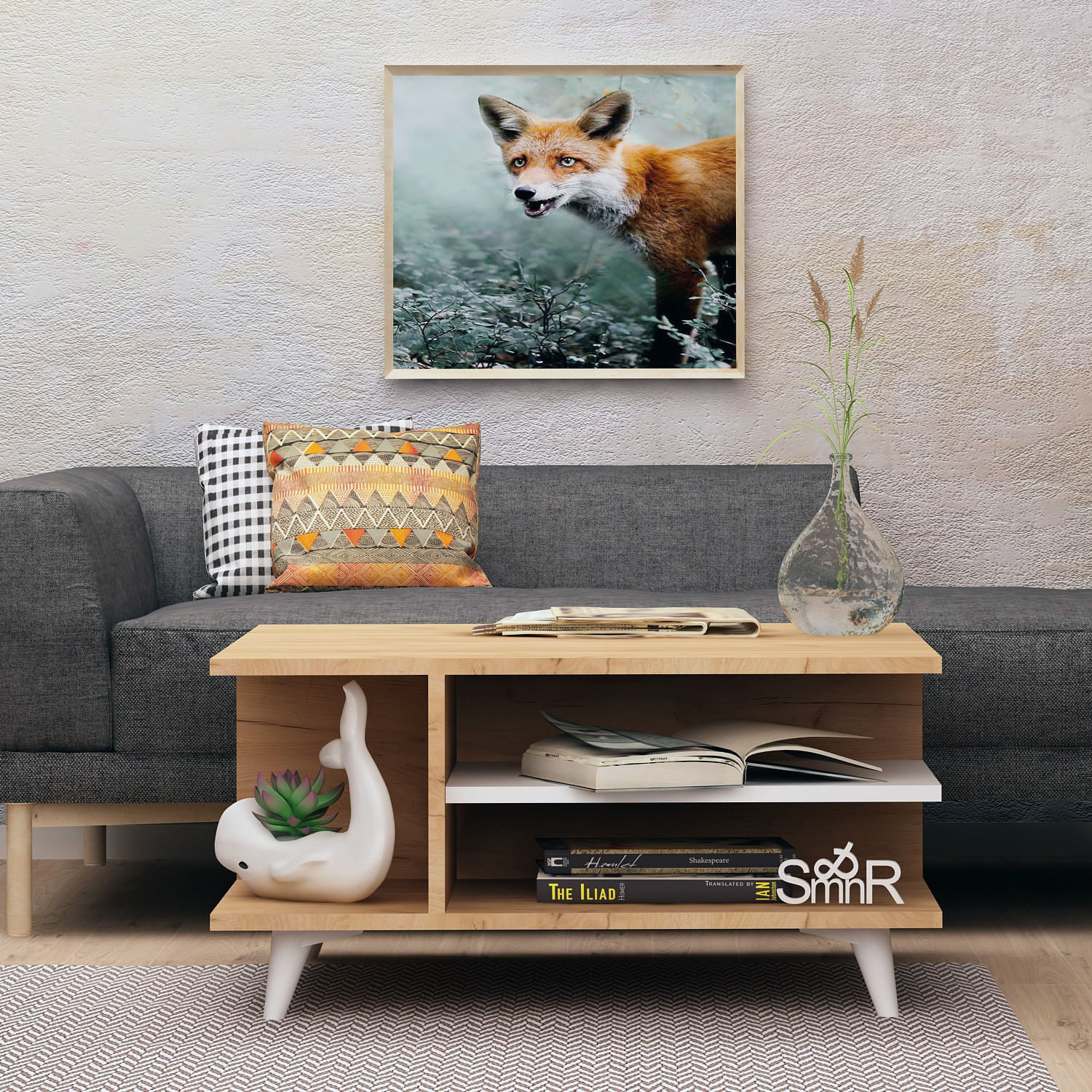 Masuta de cafea, Hanah Home, pal melaminat, stejar si alb, 80x80x40 cm, 811MDD2805 — imaginea 2