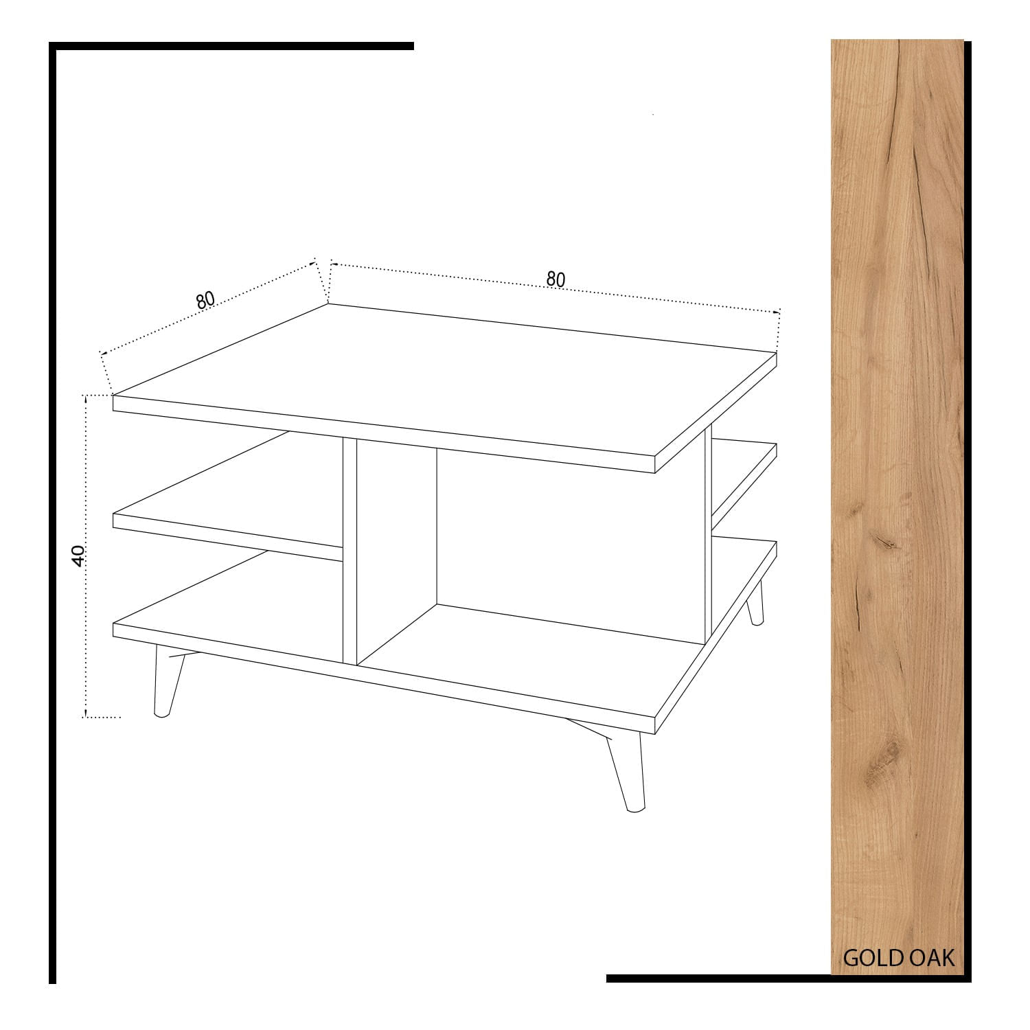 Masuta de cafea, Hanah Home, pal melaminat, stejar si alb, 80x80x40 cm, 811MDD2805 — imaginea 4