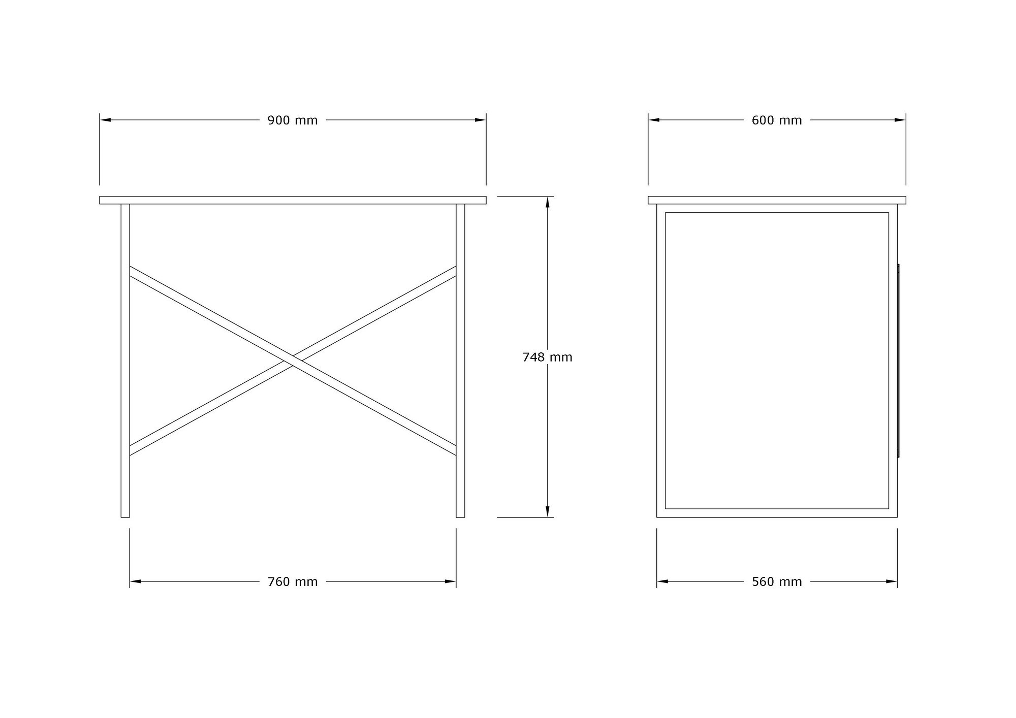 Birou, Hanah Home, pal melaminat, stejar si negru, 90x56x76 cm — imaginea 4