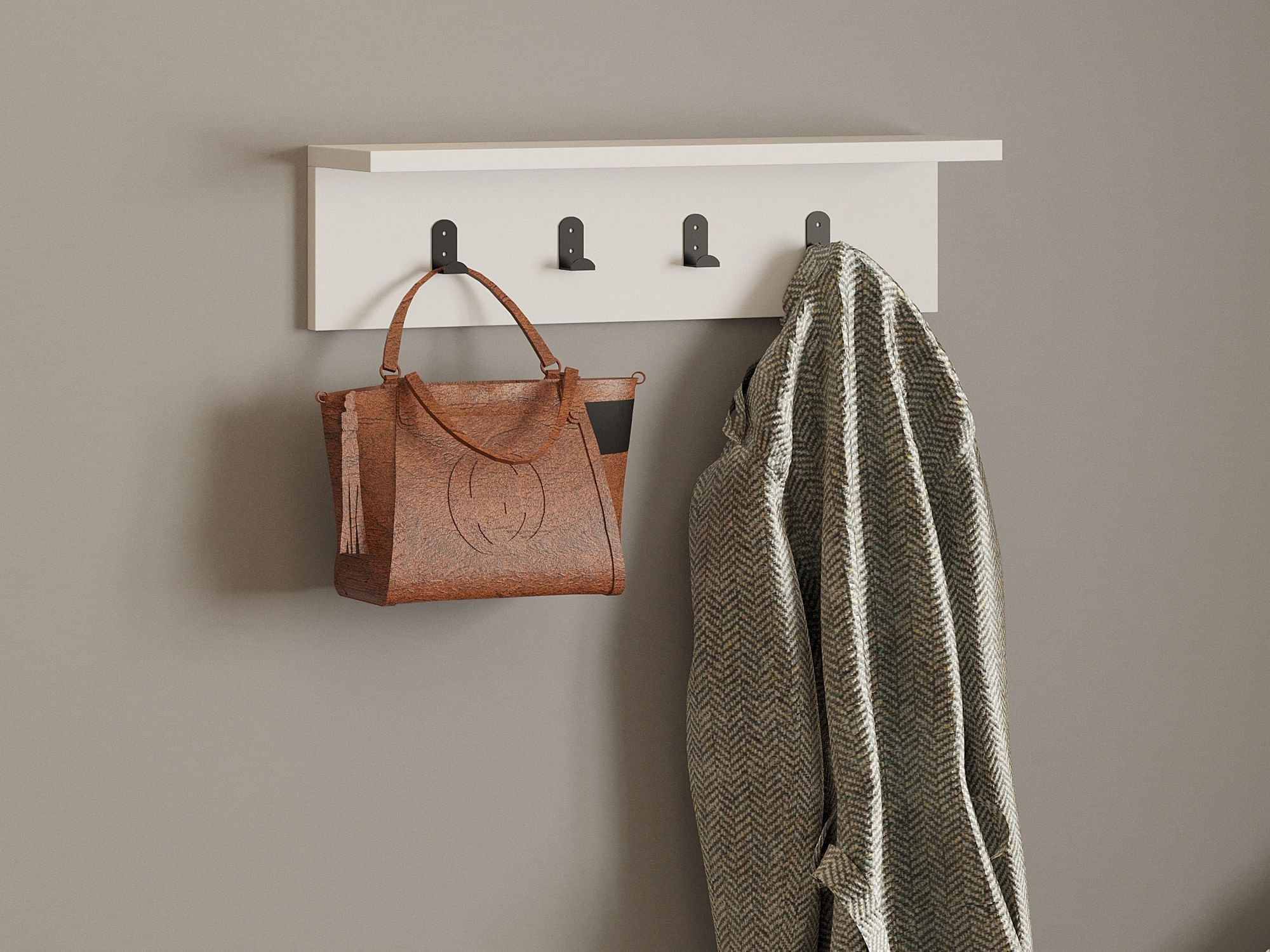 Raft de perete, Hanah Home, pal melaminat, alb, 60x14.5x16.3 cm — imaginea 2