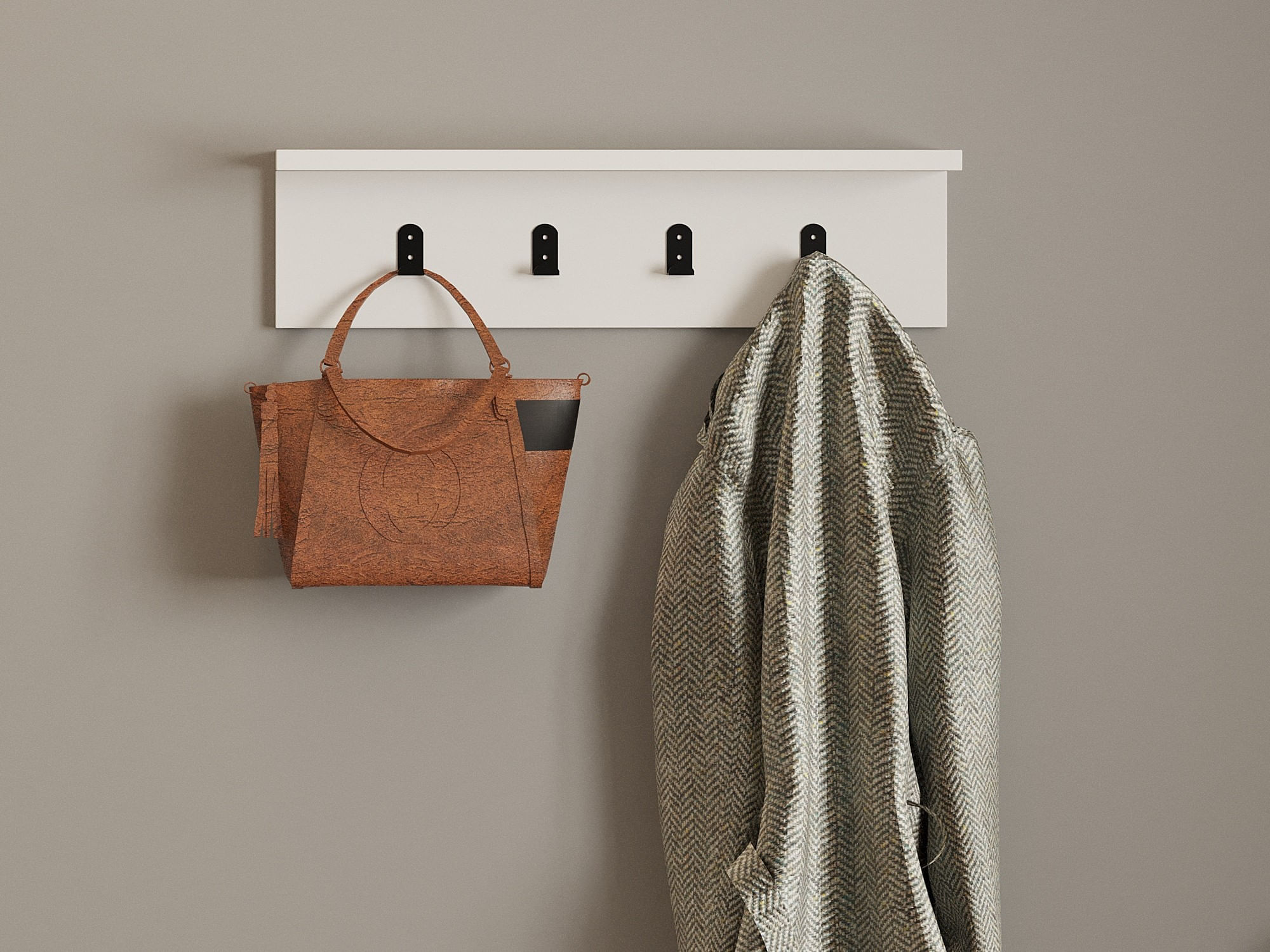 Raft de perete, Hanah Home, pal melaminat, alb, 60x14.5x16.3 cm — imaginea 3
