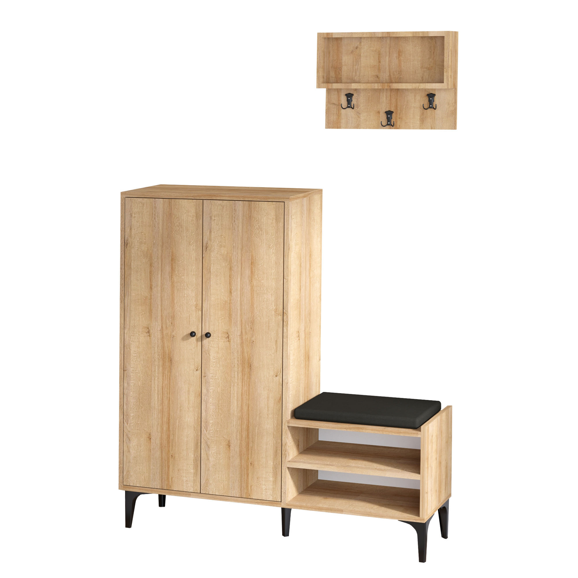 Dulap pentru pantofi, Hanah Home, pal melaminat, stejar, 120x35x137 cm