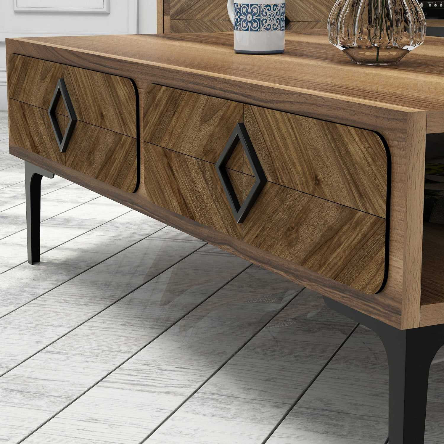 Masuta de cafea, Hanah Home, pal melaminat, nuc, 105x60x34.6 cm, 845HCT2847 — imaginea 2