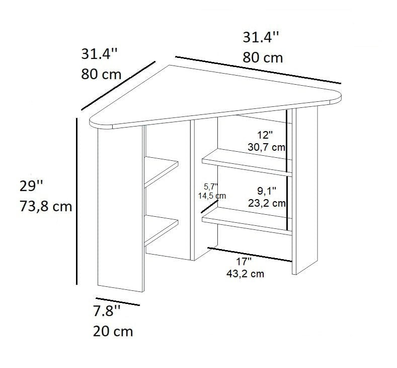 Birou de colt, Hanah Home, pal melaminat, nuc, 80x80x73.8 cm — imaginea 6