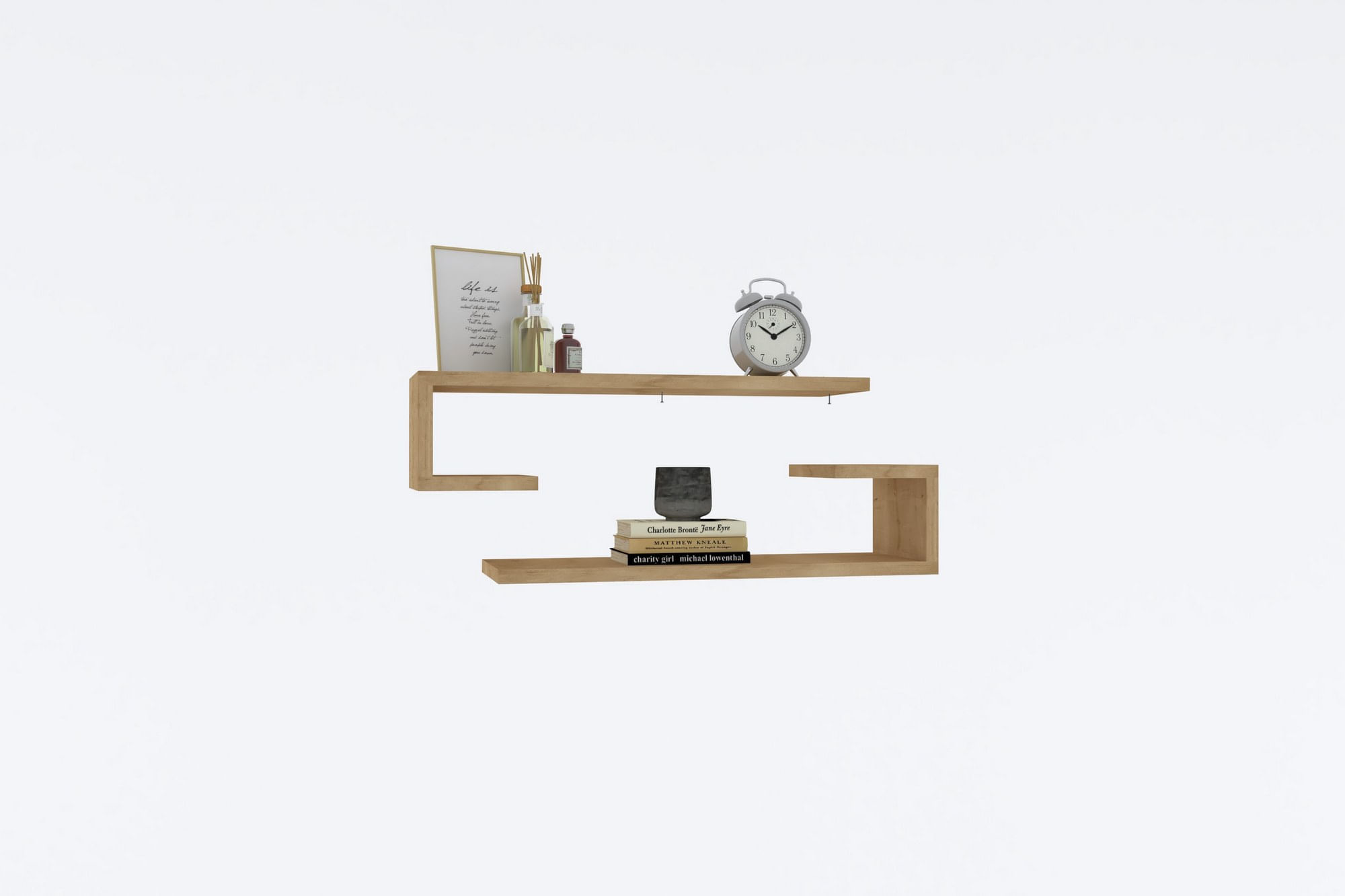 Raft de perete, Hanah Home, pal melaminat, stejar safir, 60x15x19.6 cm — imaginea 3