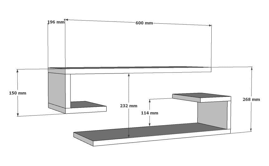 Raft de perete, Hanah Home, pal melaminat, stejar safir, 60x15x19.6 cm — imaginea 4