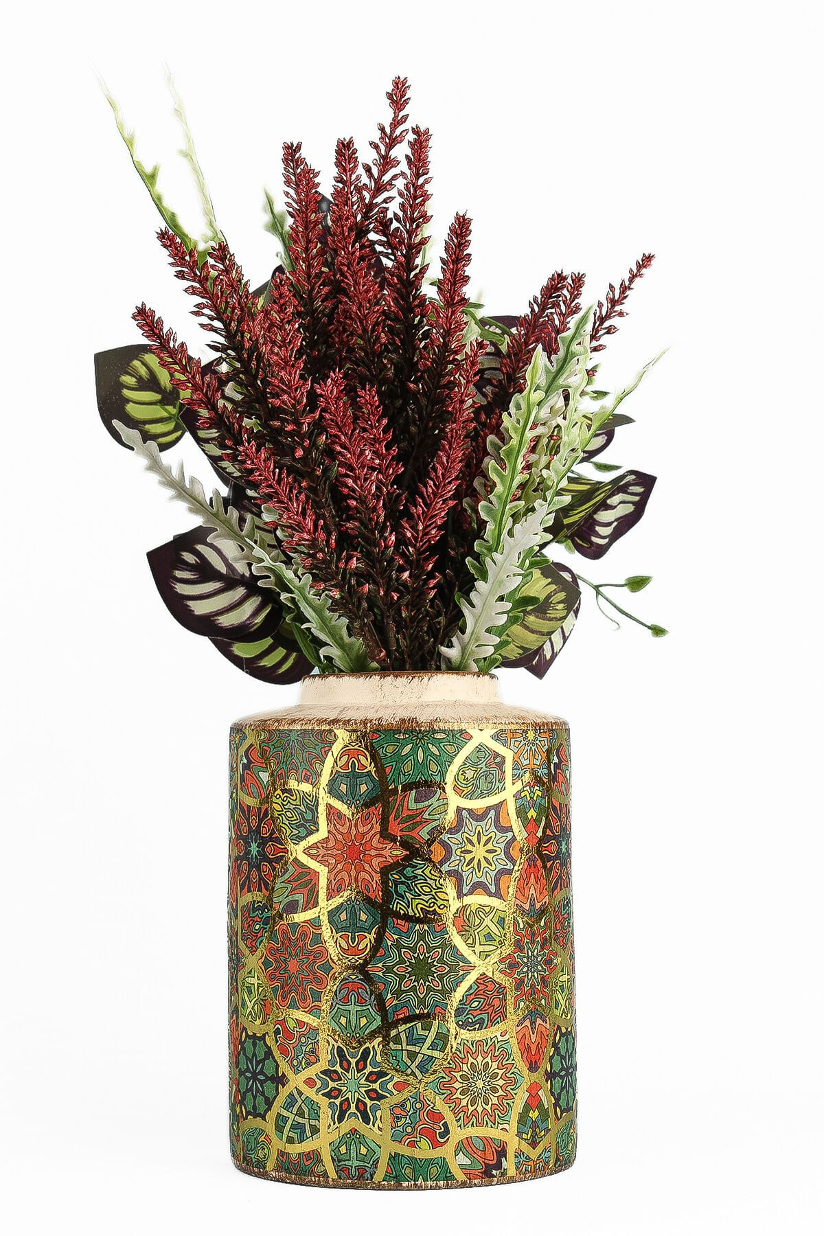 Vas decorativ, Aberto Design, ceramica, multicolor, 12x17 cm, pictat manual, 697ELD1225