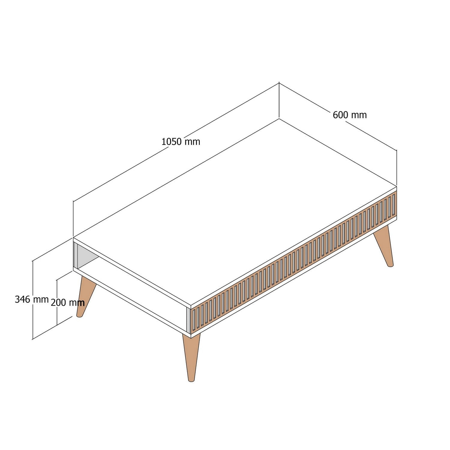 Masuta de cafea, Hanah Home, pal melaminat, nuc si alb, 105x60x34.6 cm, 845HCT2886 — imaginea 4
