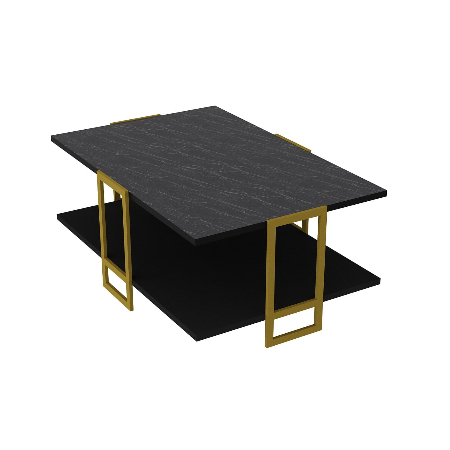 Masuta de cafea, Hanah Home, pal melaminat, negru auriu, 91.5x61.5x36.6 cm — imaginea 4