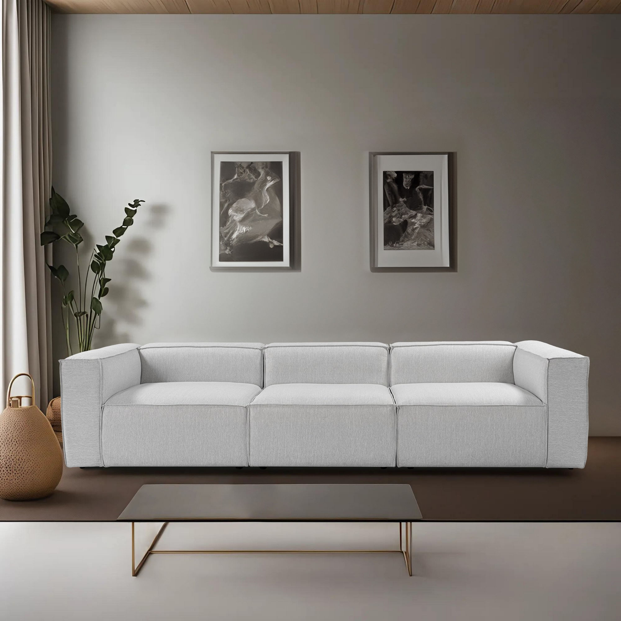Canapea 3 locuri, Hanah Home, in, gri deschis, 296x66 cm — imaginea 2