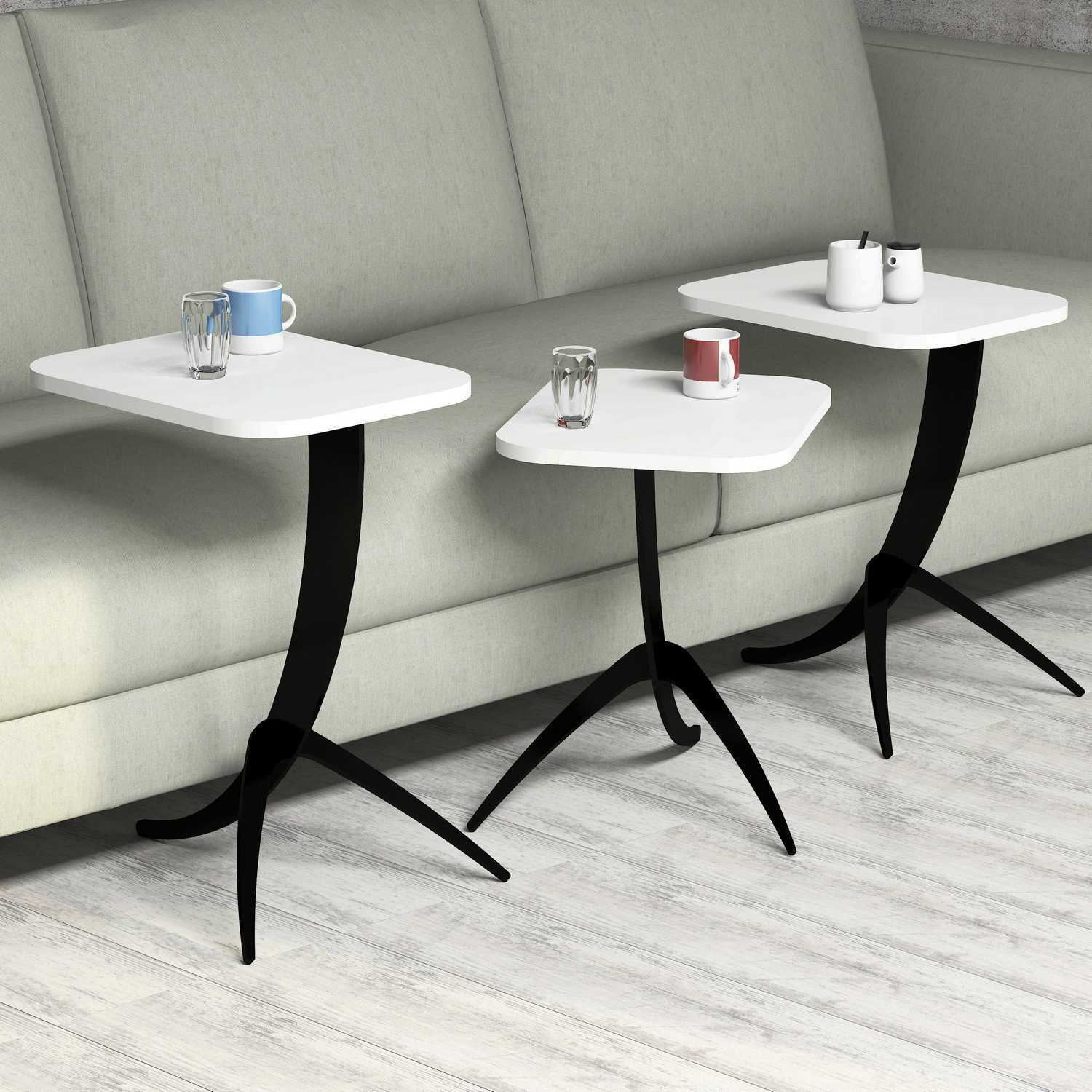 Set masute de cafea, Hanah Home, pal melaminat, alb, 35x45x60 cm — imaginea 3