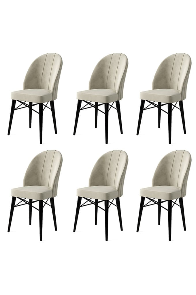 Set scaune, Hanah Home, metal, crem si negru, 44x42x96 cm, babyface — imaginea 3