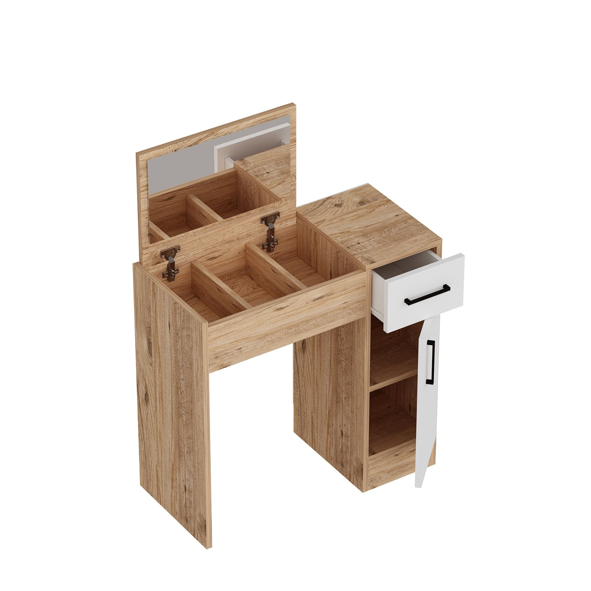 Masa de machiaj, Hanah Home, pal melaminat, pin atlantic si alb, 108.8x77x37.3 cm — imaginea 5