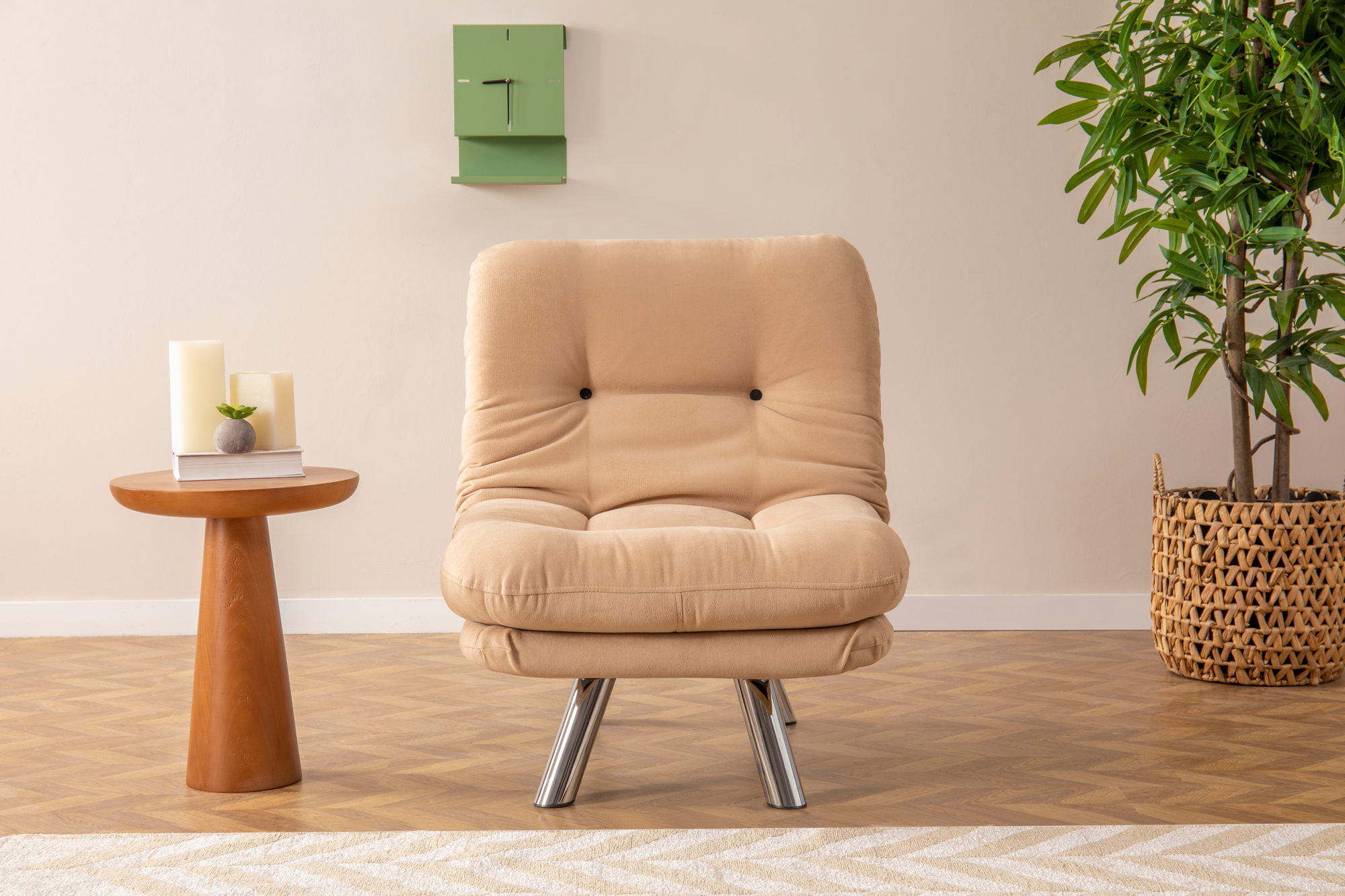Canapea extensibila, Atelier Del Sofa, metal, tesatura moale, crem, 110x70 cm — imaginea 2