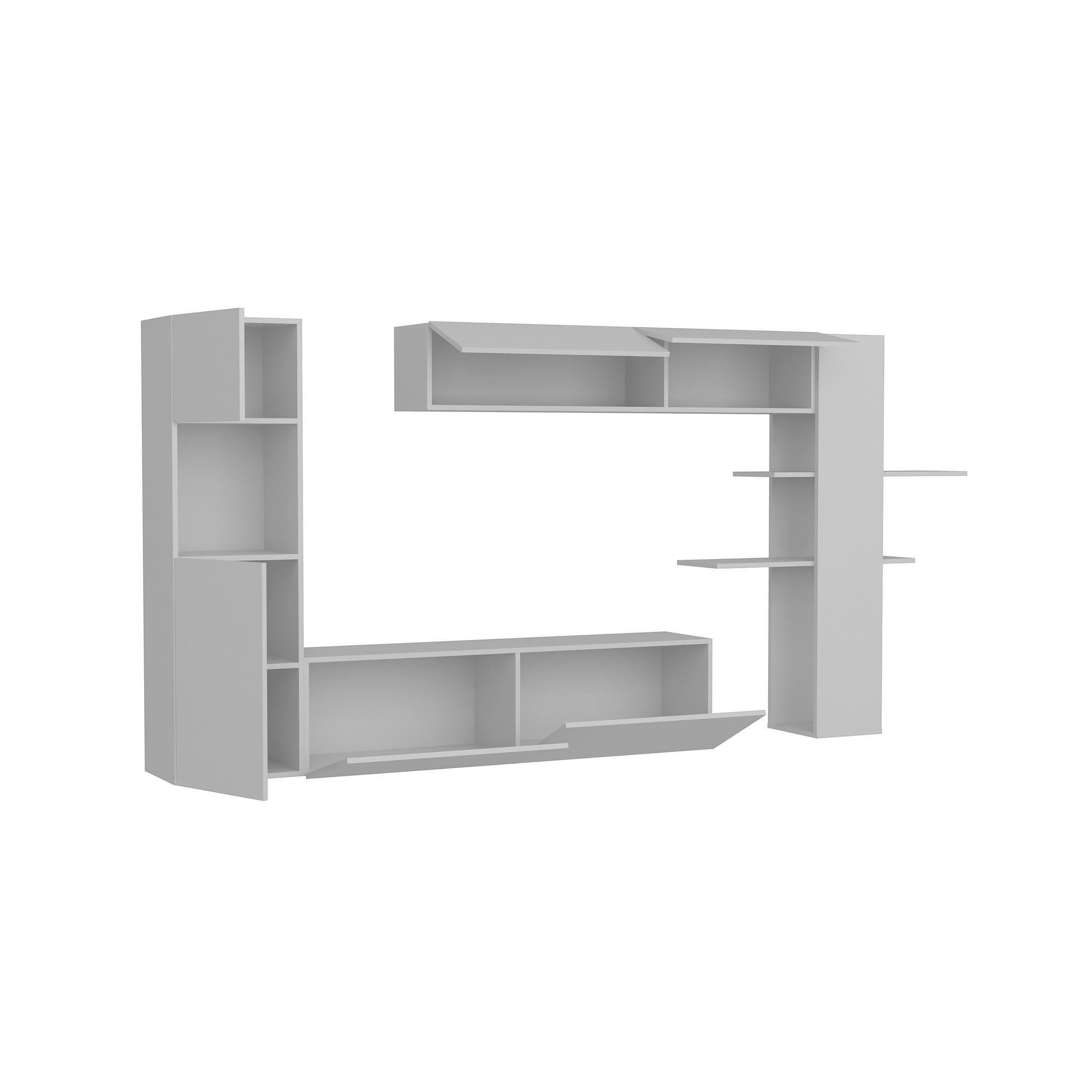 Unitate tv, Hanah Home, pal melaminat, alb, 215x150x31.5 cm — imaginea 5
