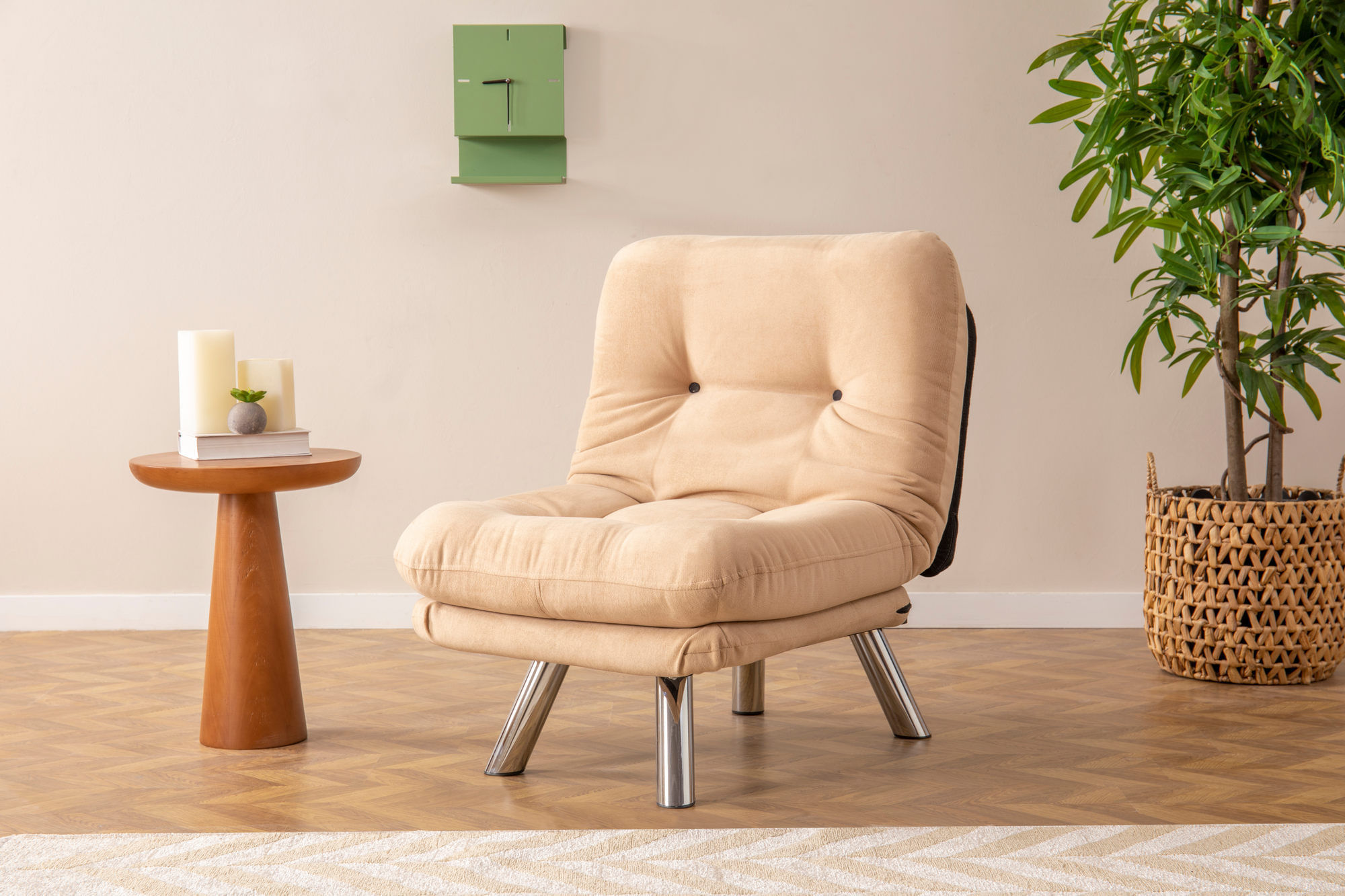 Canapea extensibila, Atelier Del Sofa, metal, tesatura moale, crem, 110x70 cm — imaginea 4