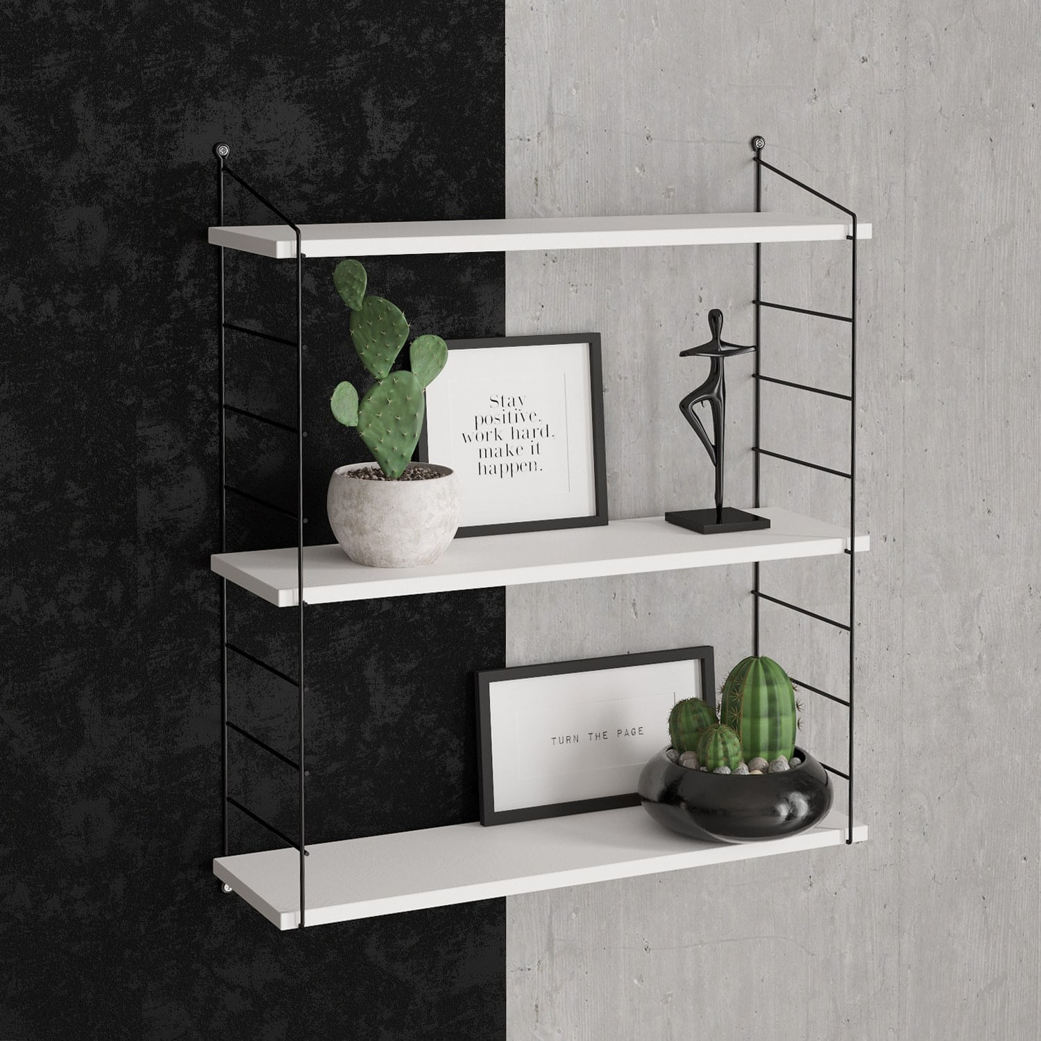 Raft de perete, Hanah Home, pal melaminat, alb, 72x20x85 cm — imaginea 2