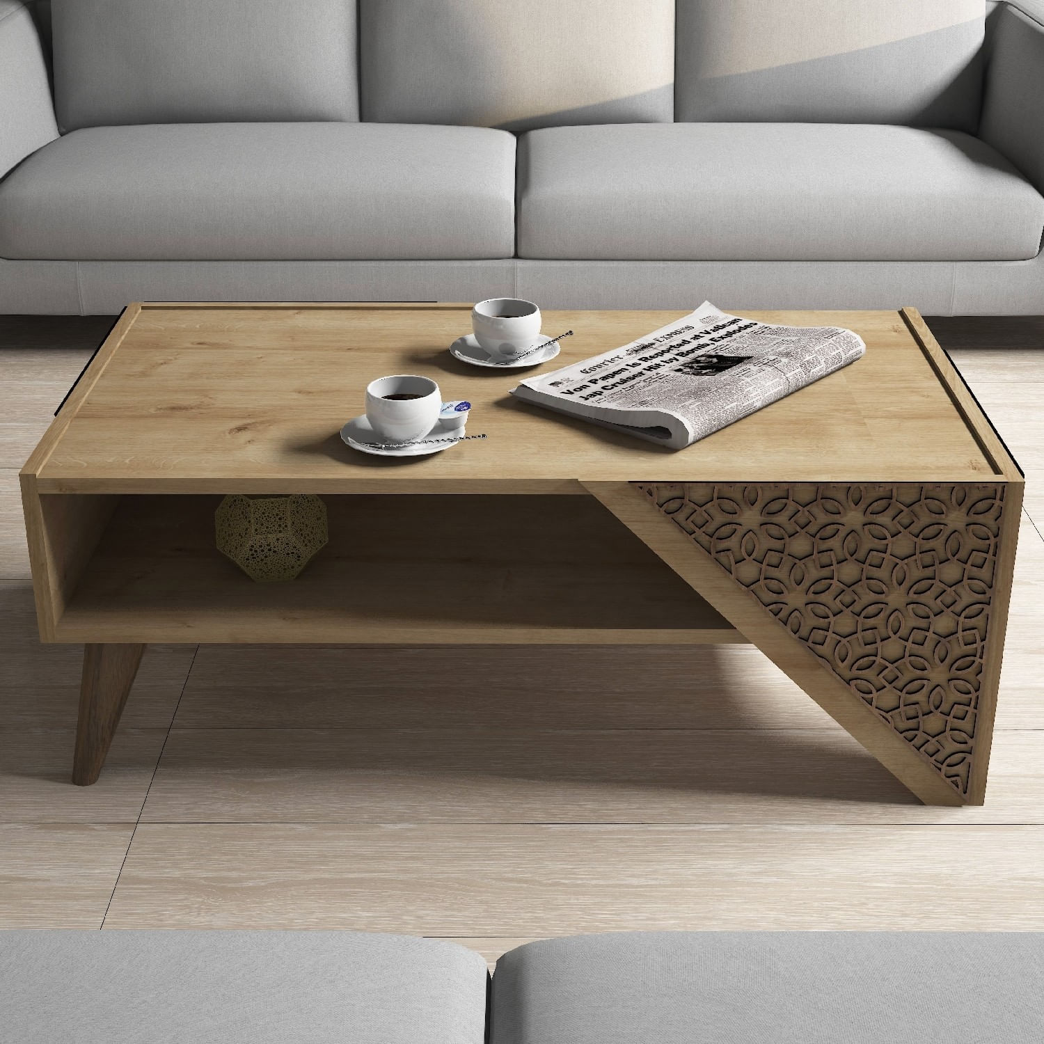 Masuta de cafea, Hanah Home, pal melaminat, stejar, 105x58x40 cm — imaginea 2