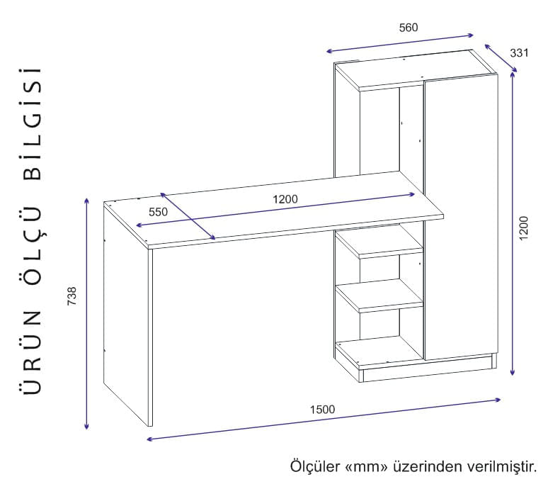 Birou de studiu, Hanah Home, pal melaminat, alb, 120x55x73.8 cm — imaginea 5
