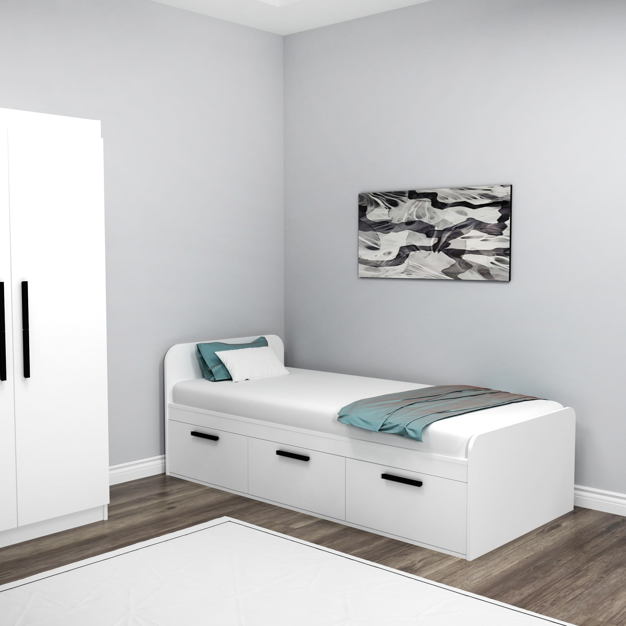 Somiera, Hanah Home, pal melaminat, alb, 91x193.6x71.5 cm — imaginea 2