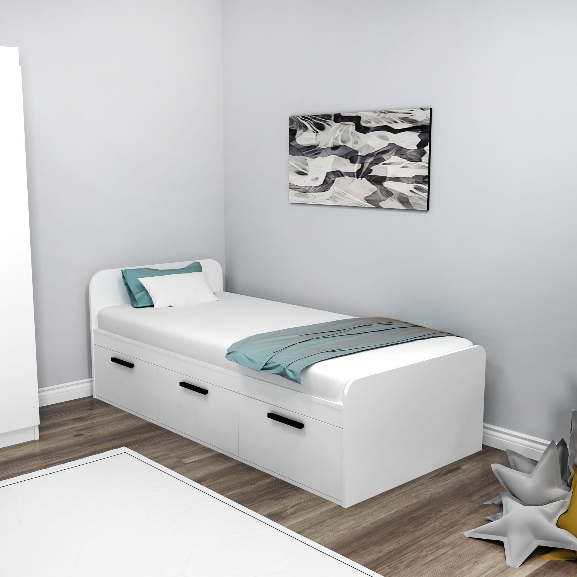 Somiera, Hanah Home, pal melaminat, alb, 91x193.6x71.5 cm — imaginea 3