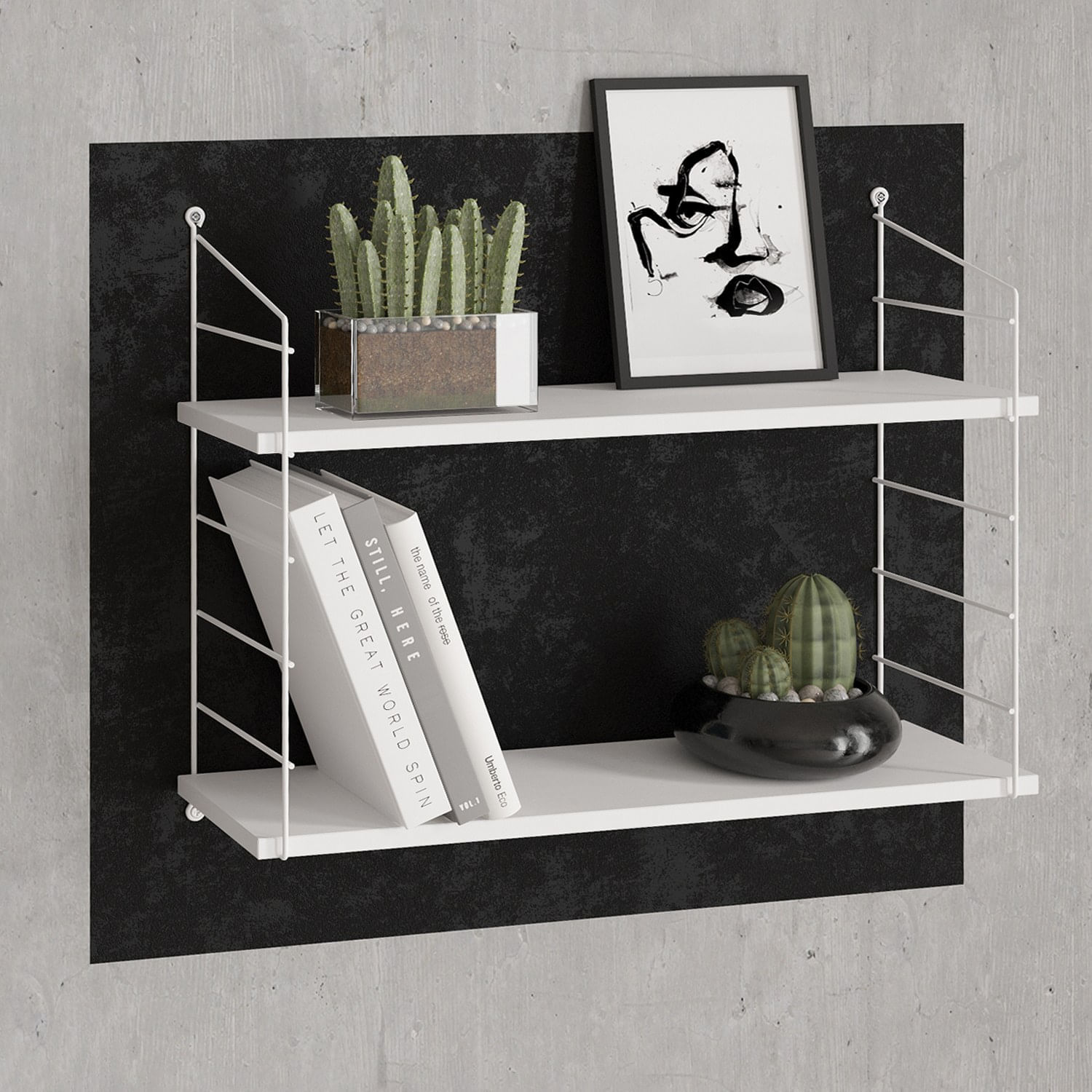 Raft de perete, Hanah Home, pal melaminat, alb, 72x20x58 cm — imaginea 2