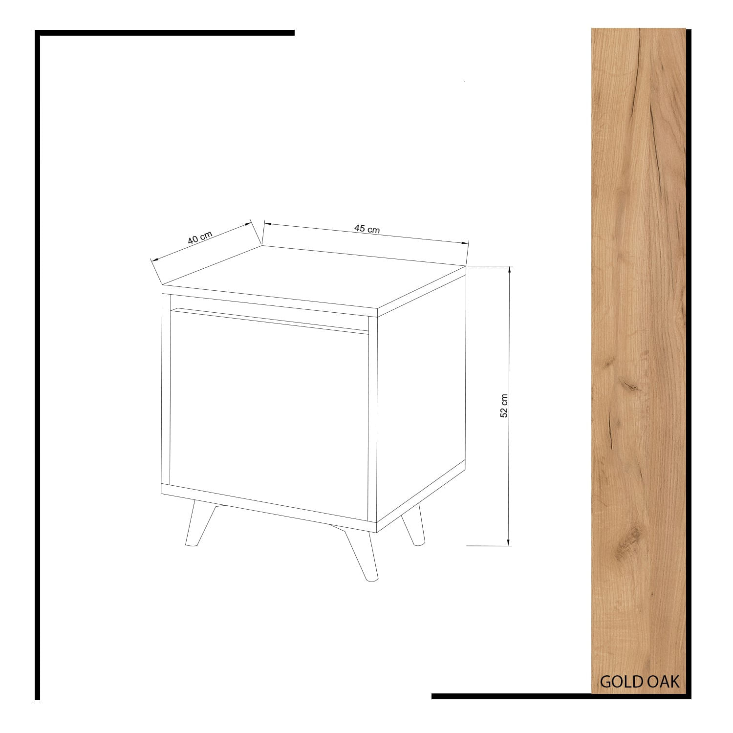 Noptiera, Hanah Home, pal melaminat, stejar si alb, 45x40x52 cm, 811MDD3401 — imaginea 4