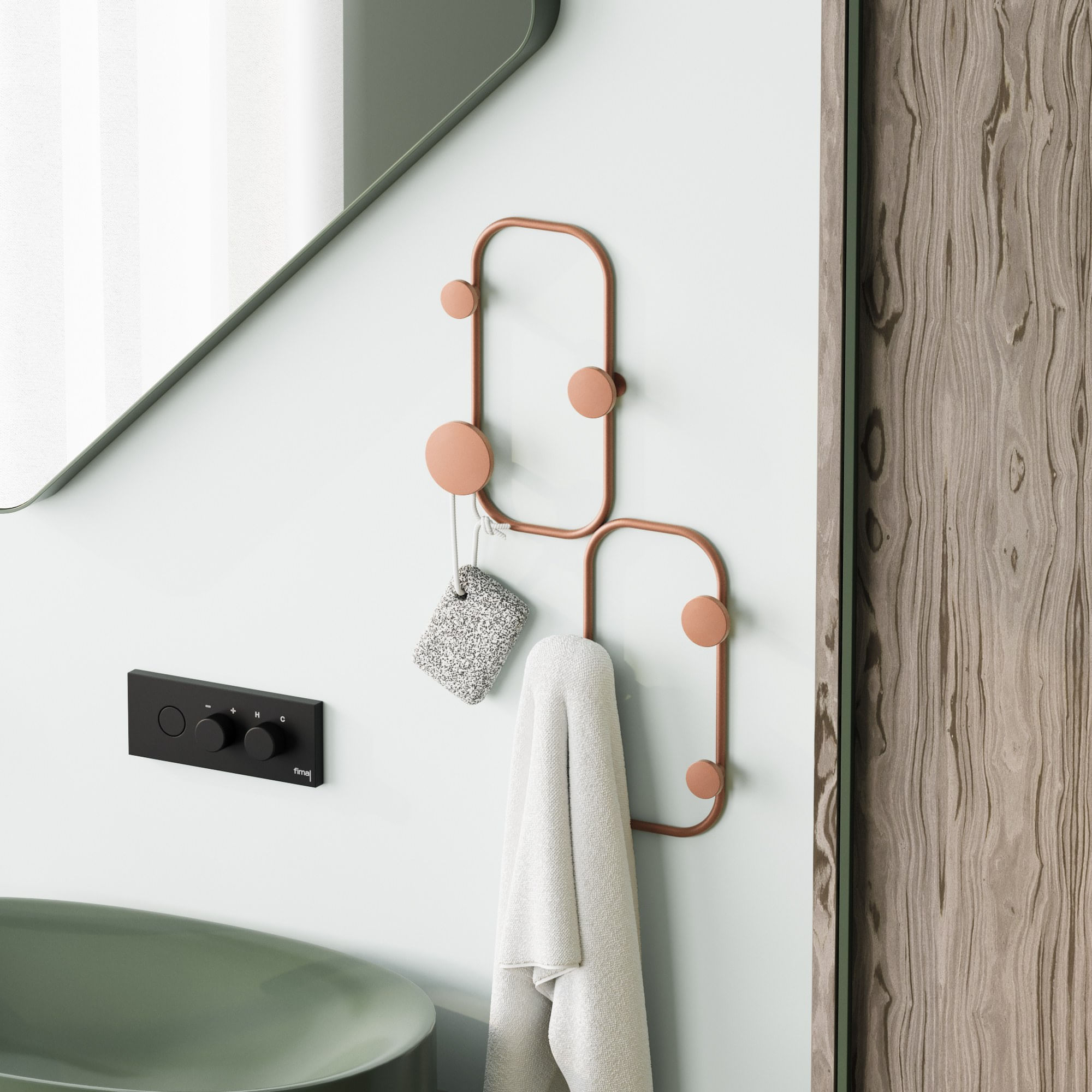 Cuiere de perete, Wallxpert, metal, cupru, 26x5x48 cm — imaginea 3