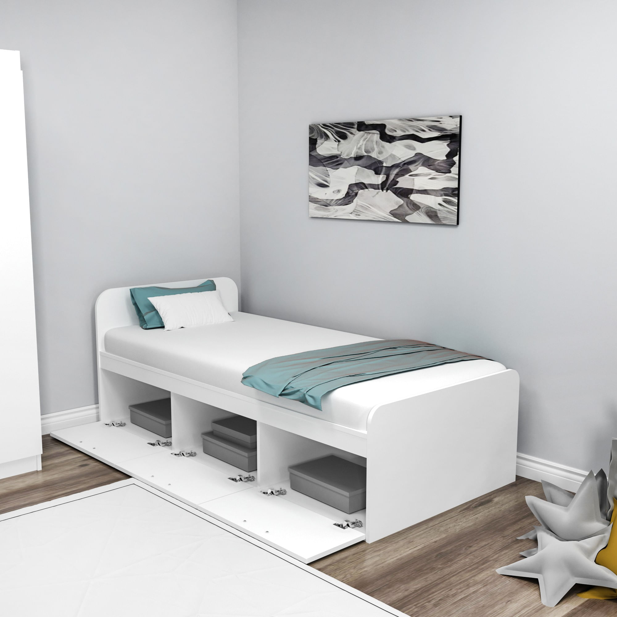 Somiera, Hanah Home, pal melaminat, alb, 91x193.6x71.5 cm — imaginea 4