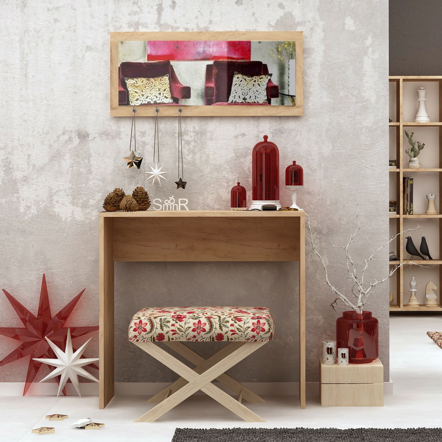 Comoda, Hanah Home, pal melaminat, stejar, 80x30x82 cm — imaginea 2