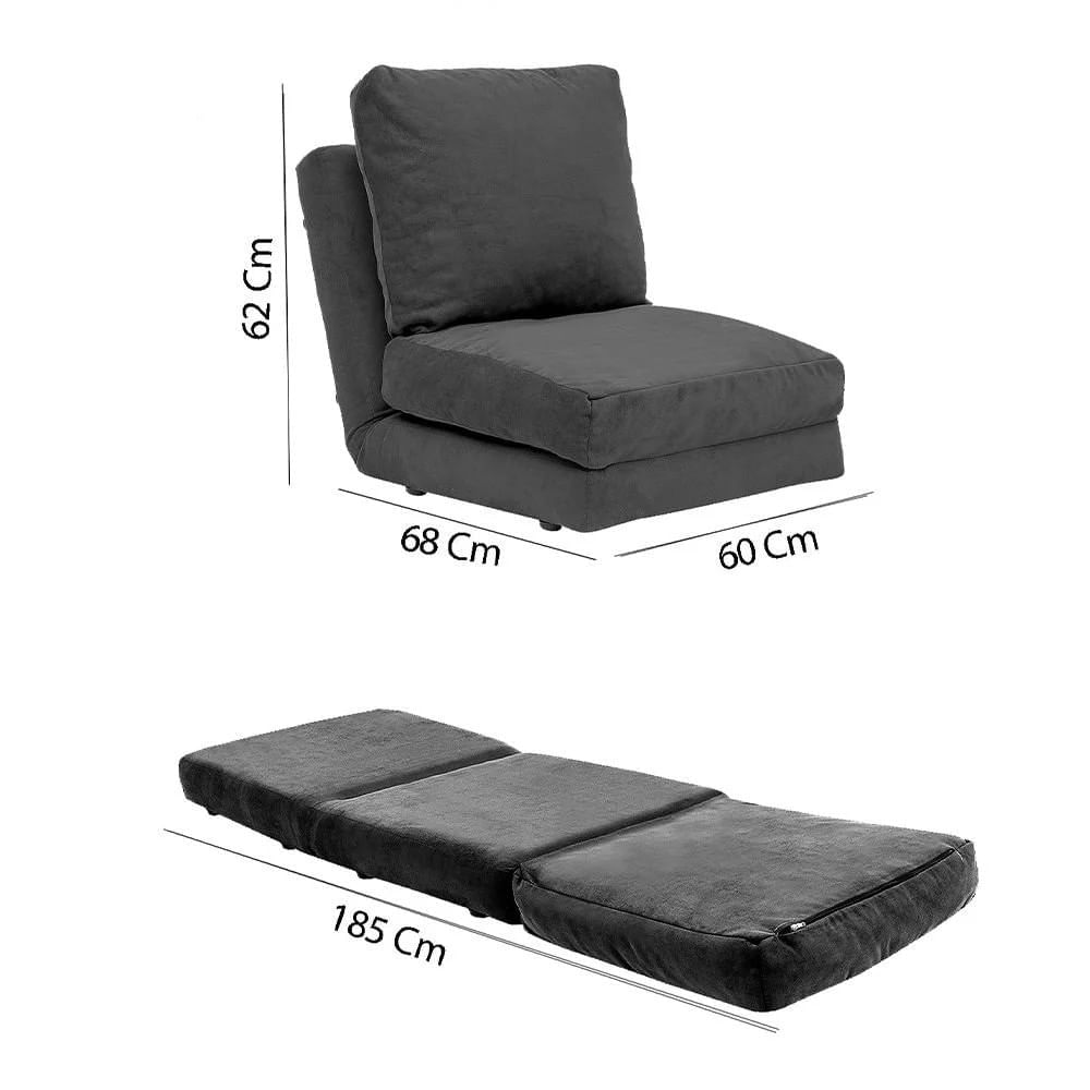Canapea extensibila, Hanah Home, metal, textil poliester, gri, 185x60 cm — imaginea 9