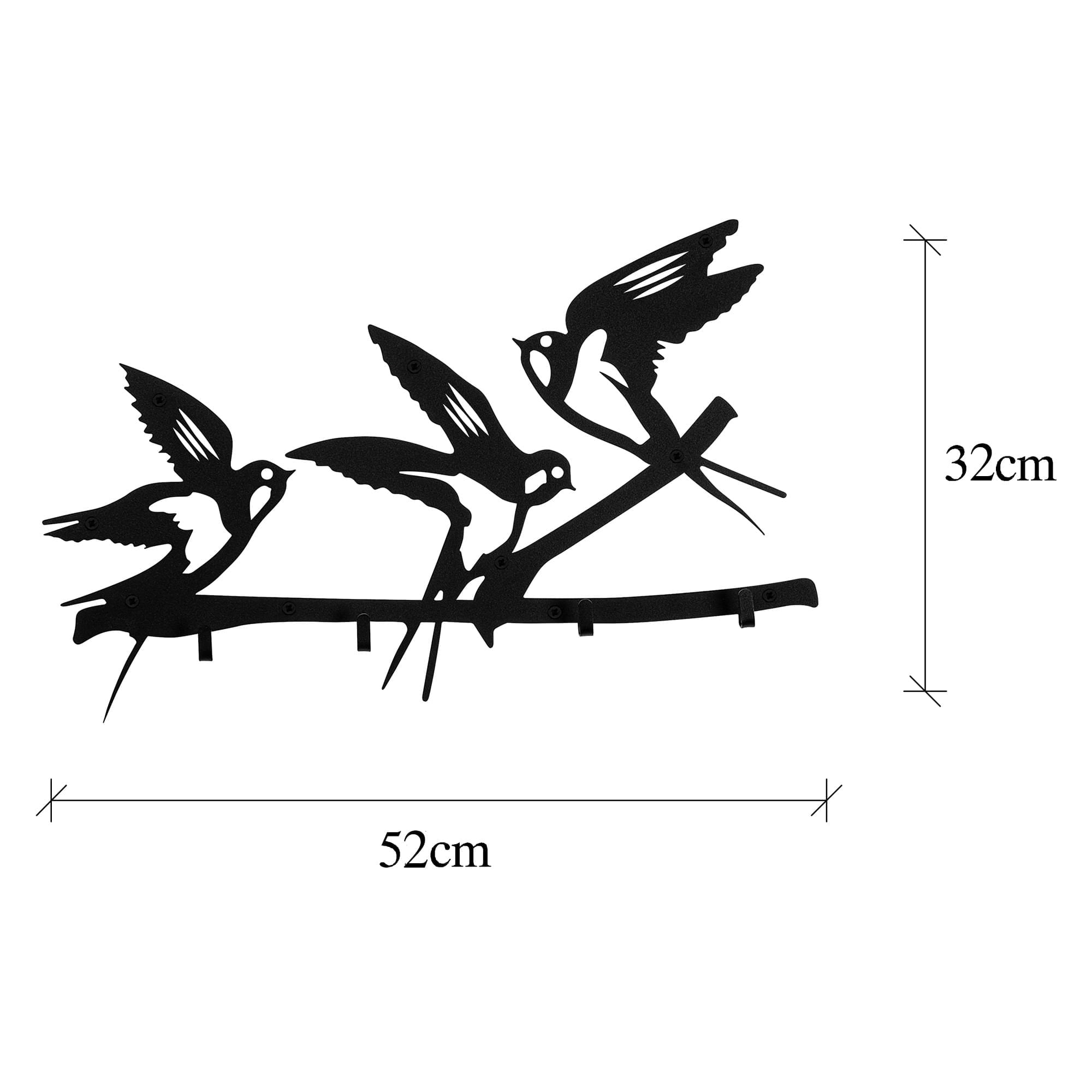 Cuiere de perete, Wallxpert, metal, negru, 52x4x32 cm — imaginea 4
