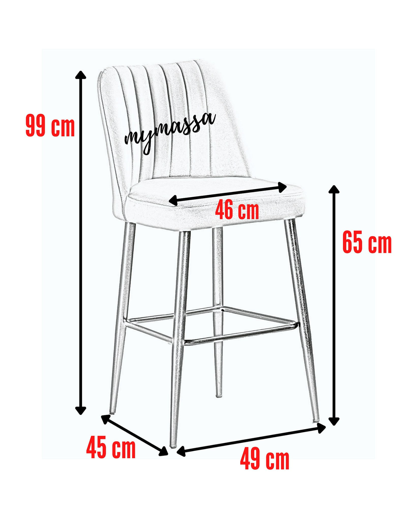 Set scaune de bar, Hanah Home, melamina, negru, 49x45x99 cm, 4 bucati — imaginea 3