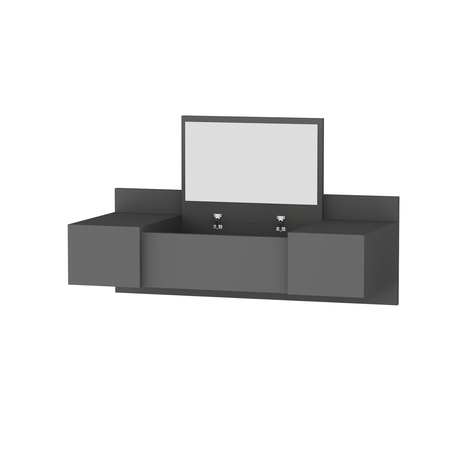 Masa de machiaj, Hanah Home, panou de particule melaminat, antracit, 100x39.1x33 cm, oglinda inclusa