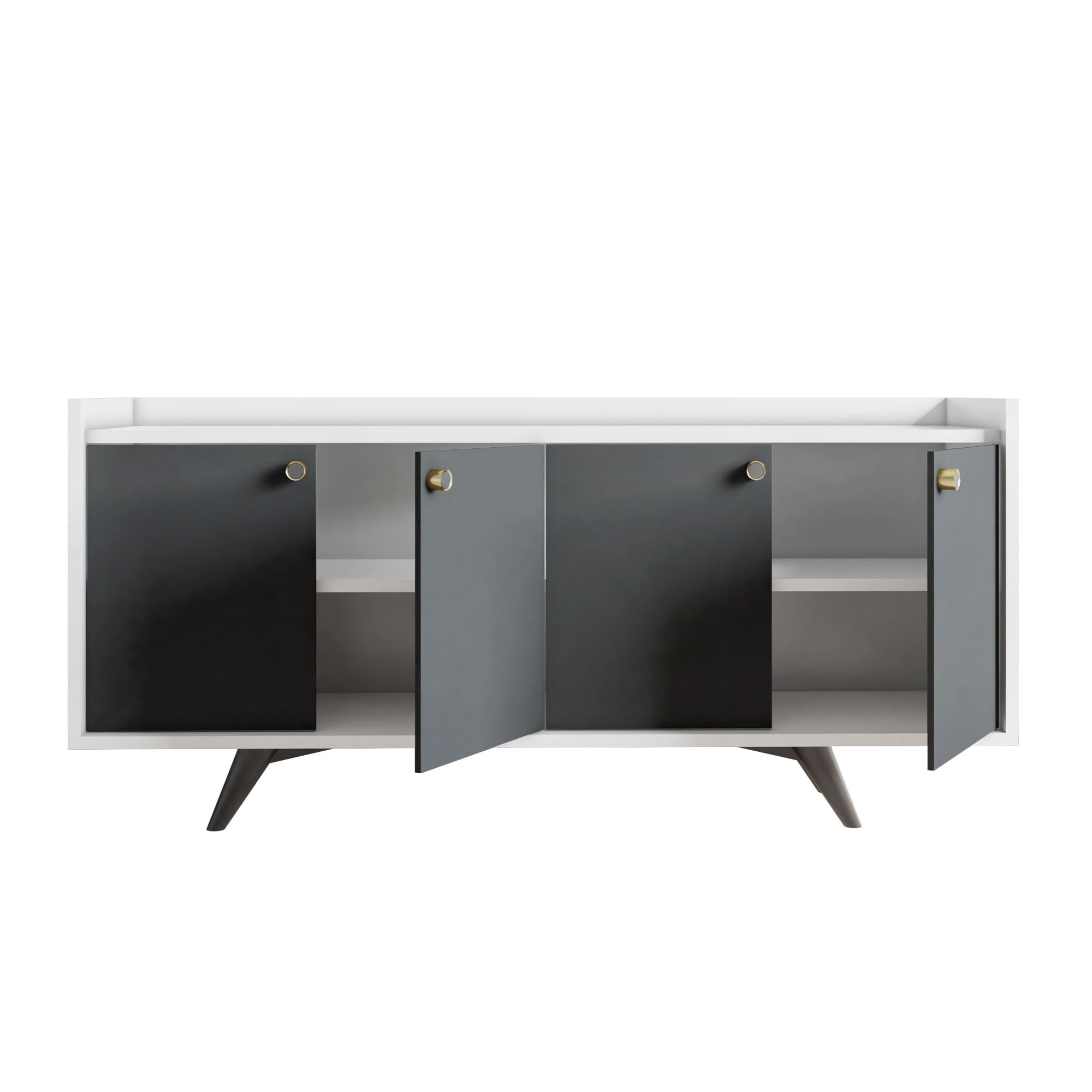 Consola, Hanah Home, pal melaminat, antracit si alb, 150x40x75 cm — imaginea 2
