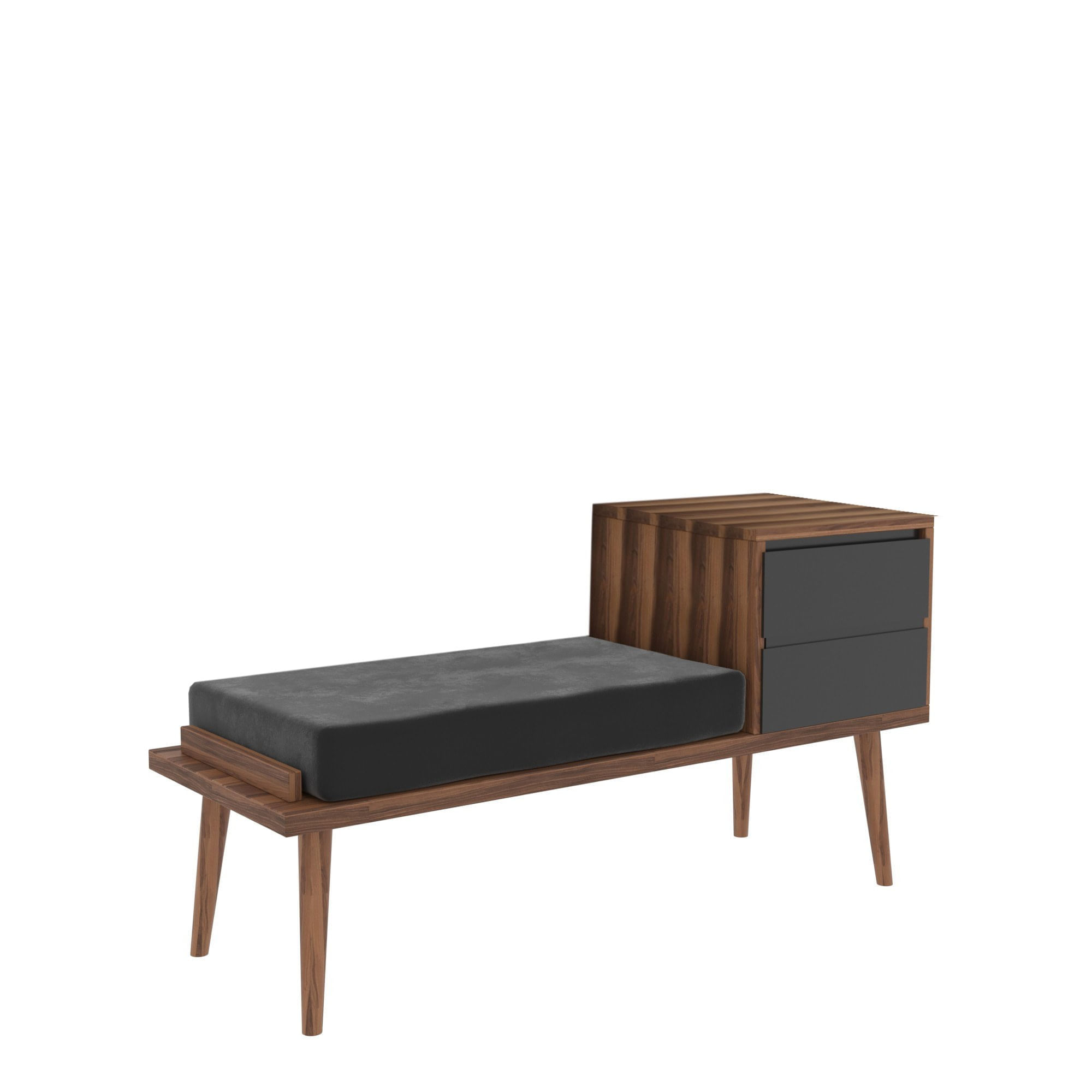 Bancuta, Hanah Home, pal melaminat, nuc si antracit, 120x45x40 cm