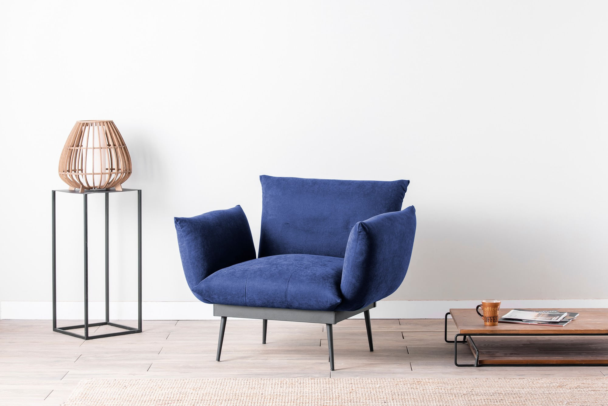 Fotoliu, Hanah Home, in, albastru marin, 90x95x80 cm — imaginea 2