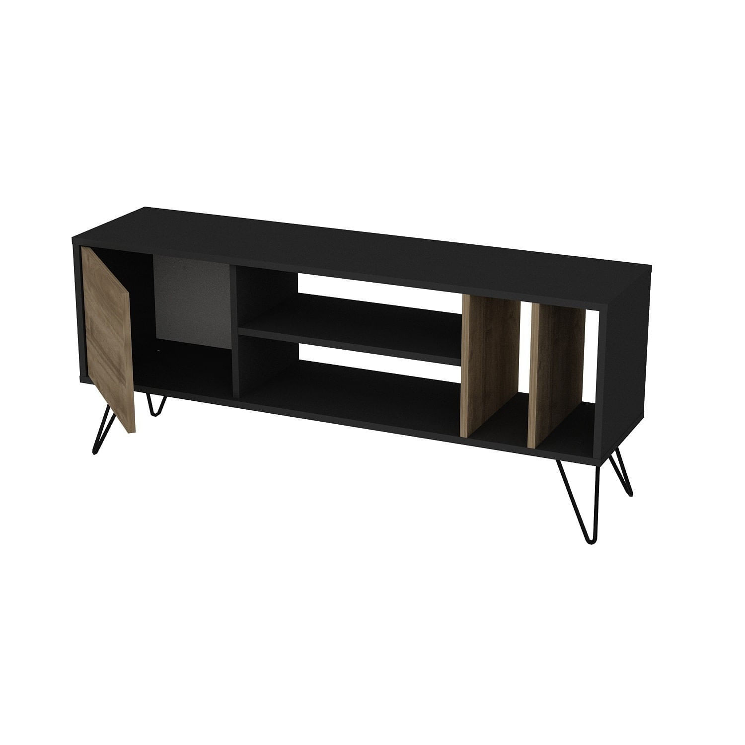 Comoda tv, Hanah Home, pal melaminat, nuc si negru, 140x35.5x58.7 cm — imaginea 3