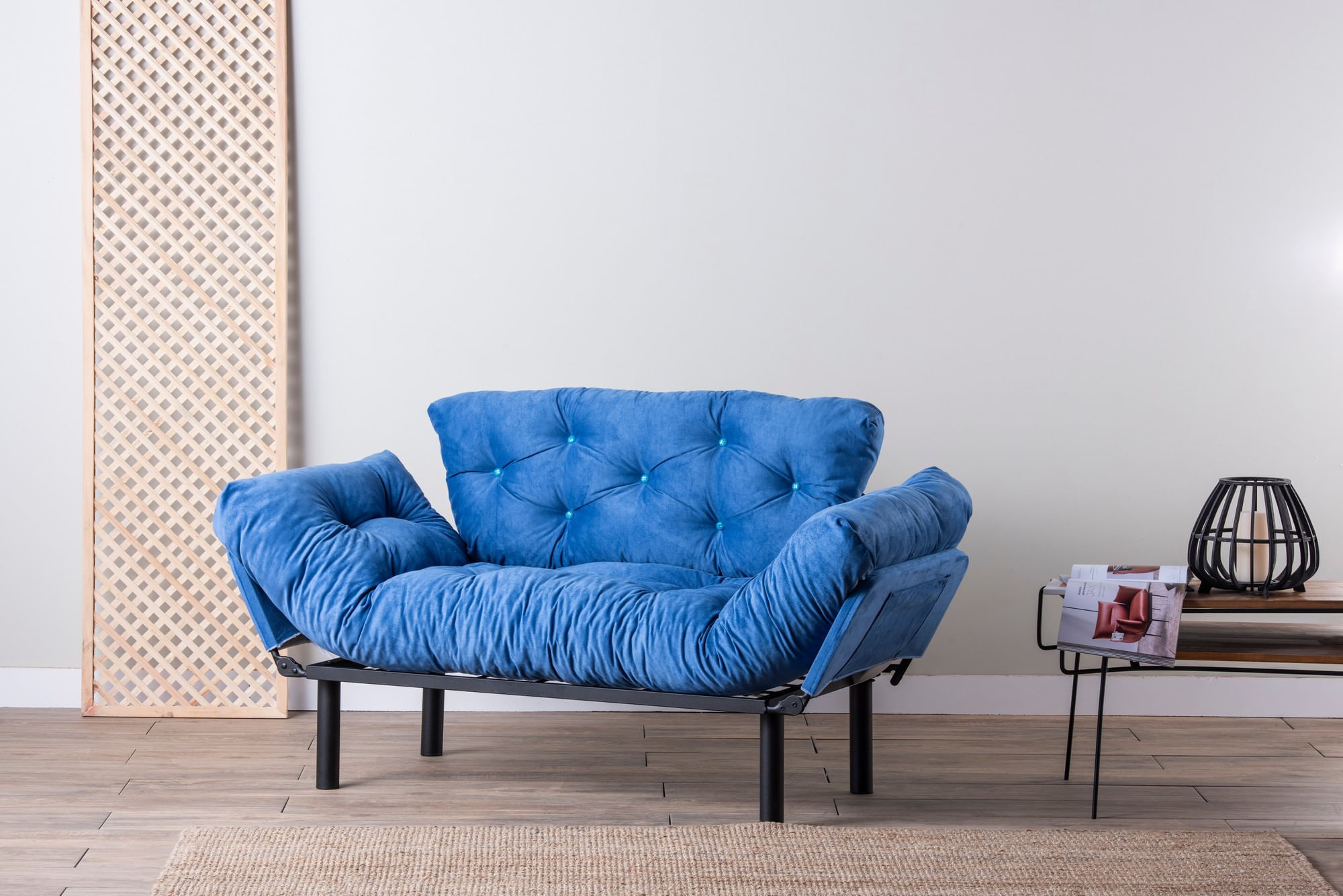Canapea extensibila, Hanah Home, metal, albastru, 155x85x70 cm — imaginea 2