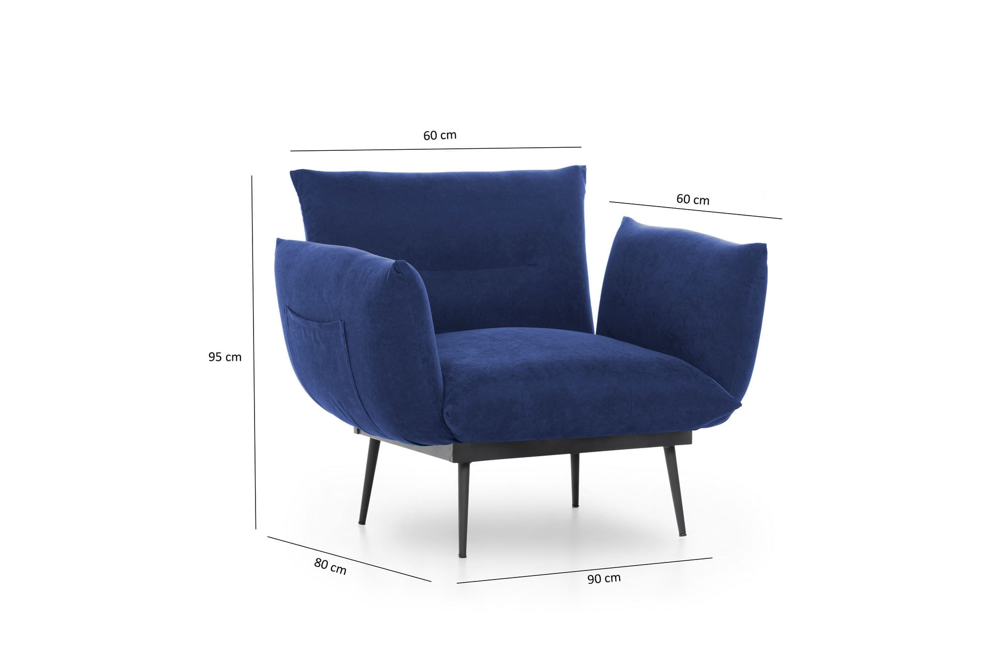 Fotoliu, Hanah Home, in, albastru marin, 90x95x80 cm — imaginea 7